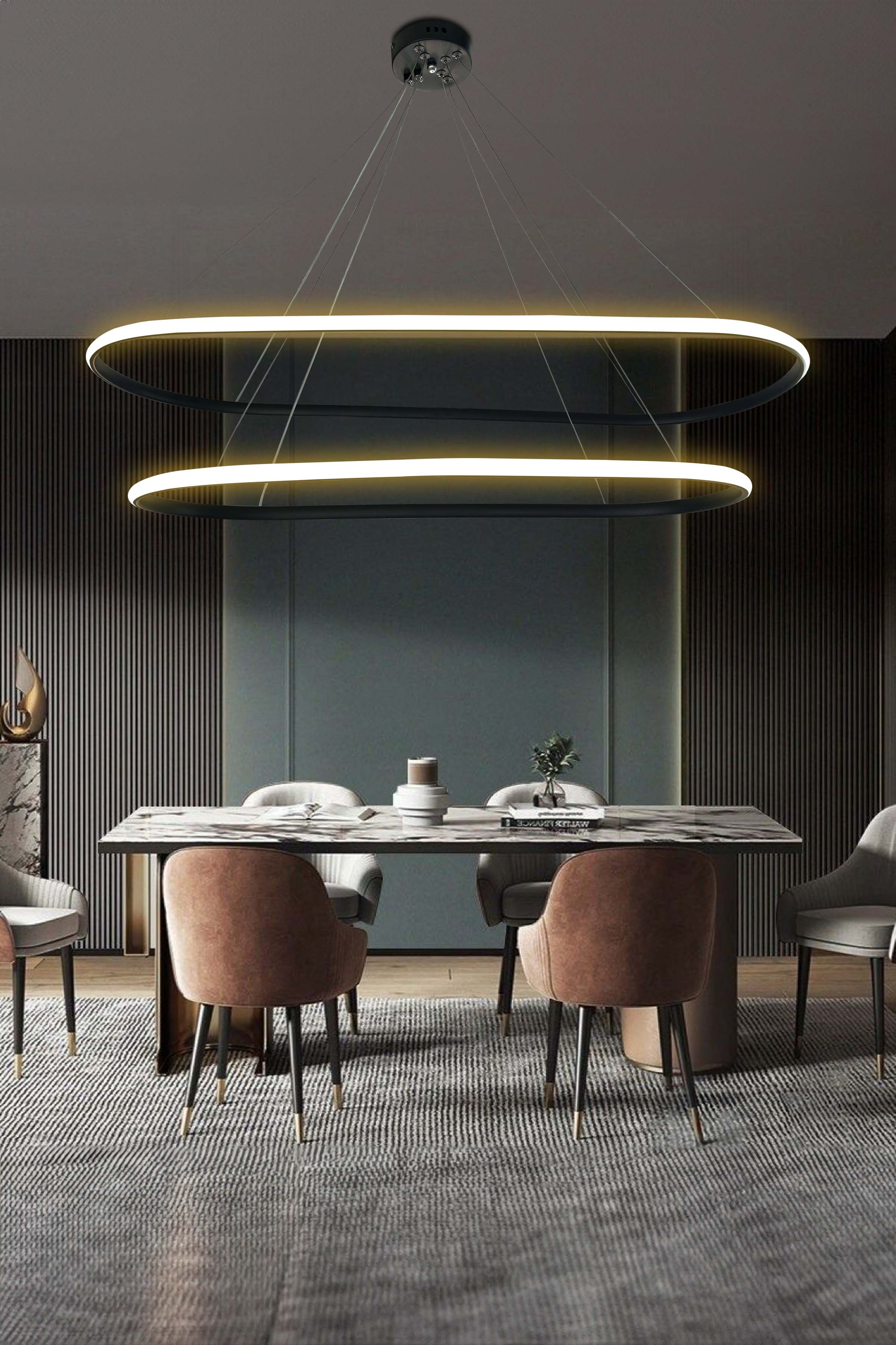 Gece Modern Led Aydınlatmalı Ev & Ofis Avizesi