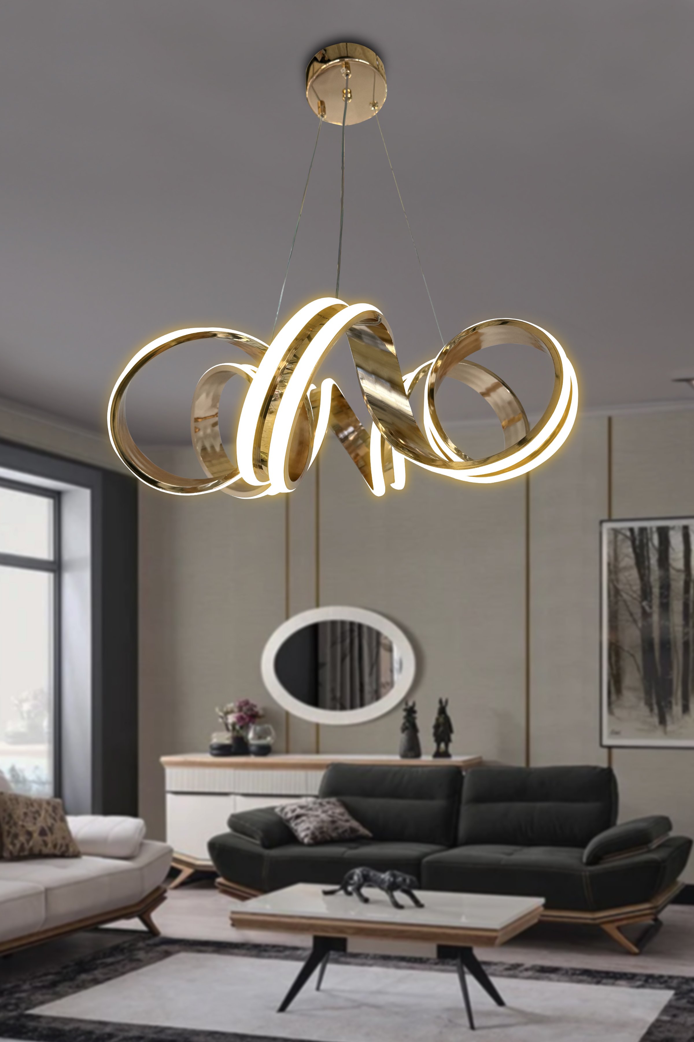 Kıvrım Çift Ledli Sıralı Toplu Led Avize