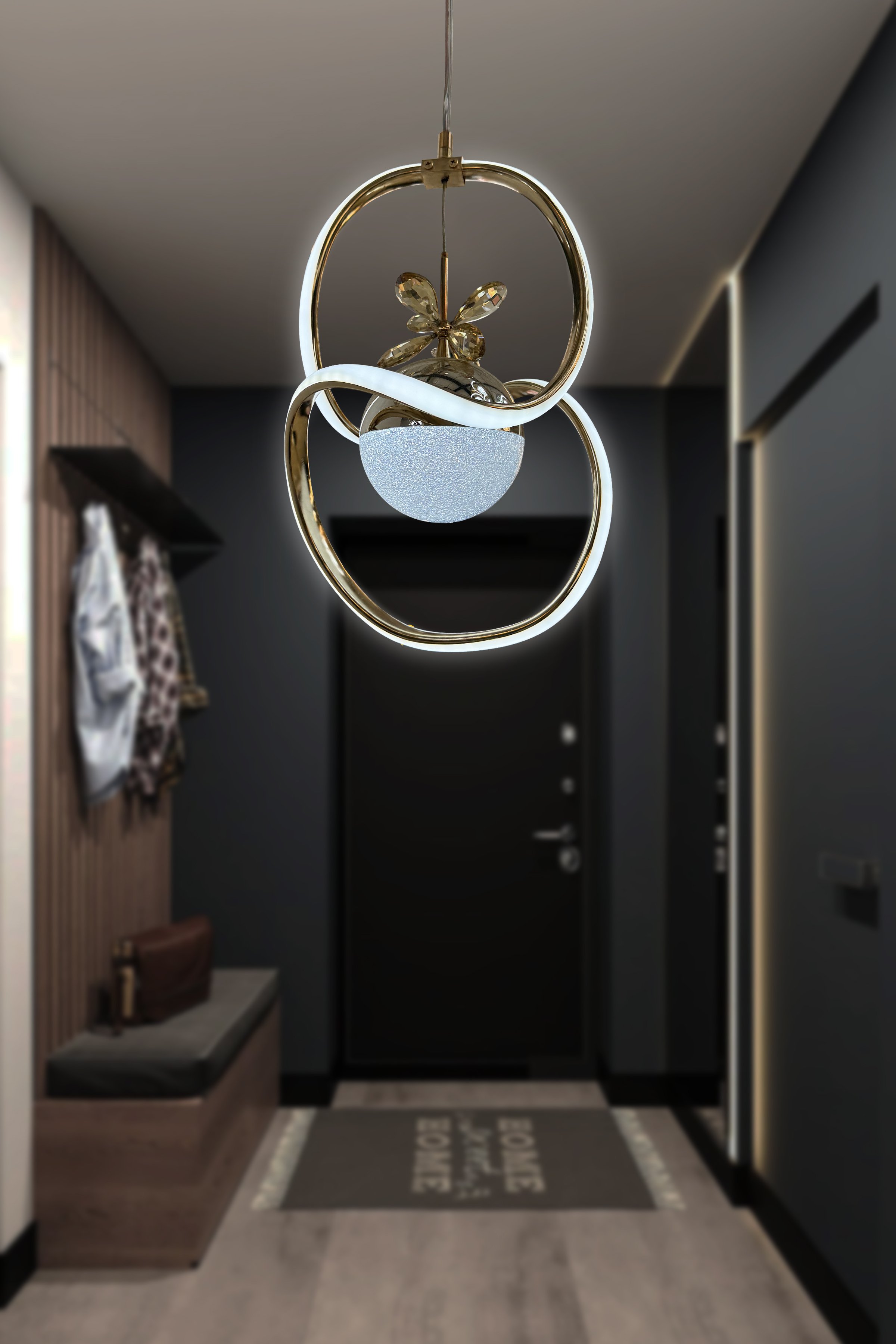 Badem Tek Toplu Modern Sarkıt Led Salon & Oturma Odası Avizesi