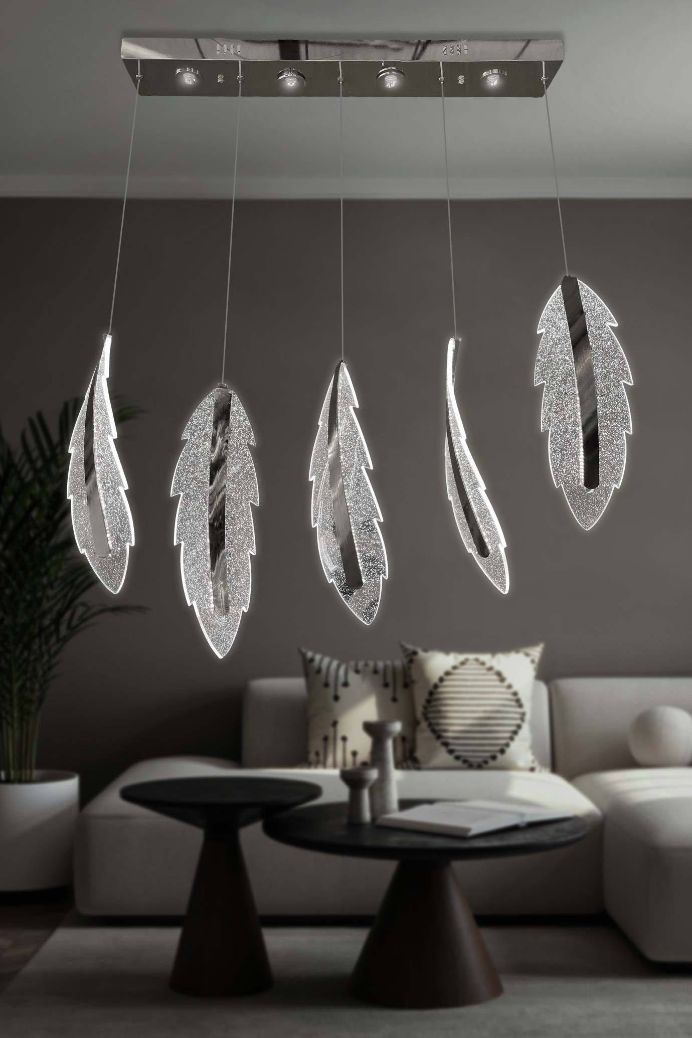 Lunex 5 Li Sıralı Sarkıt Led Avize