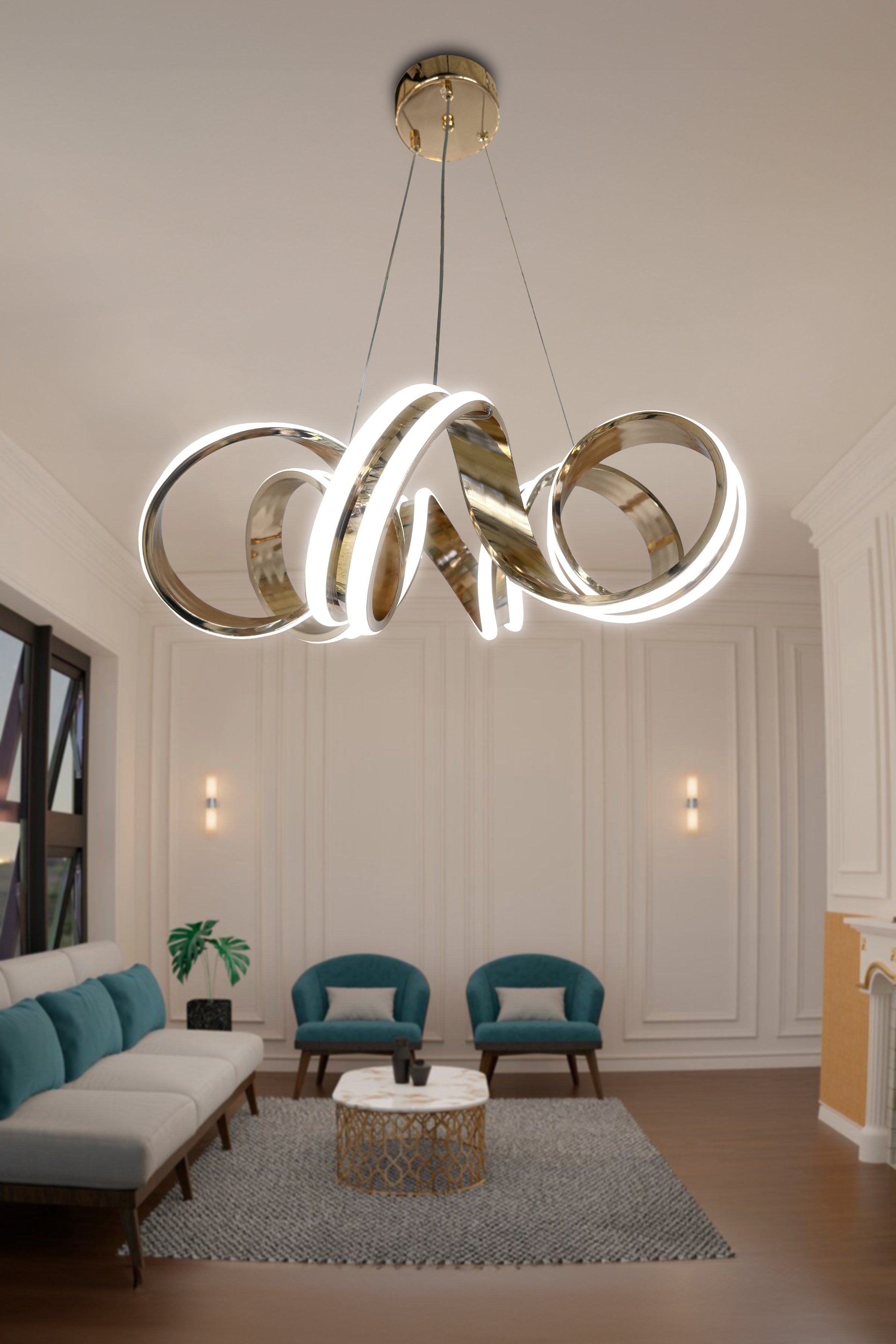 Kıvrım Çift Ledli Sıralı Toplu Led Avize