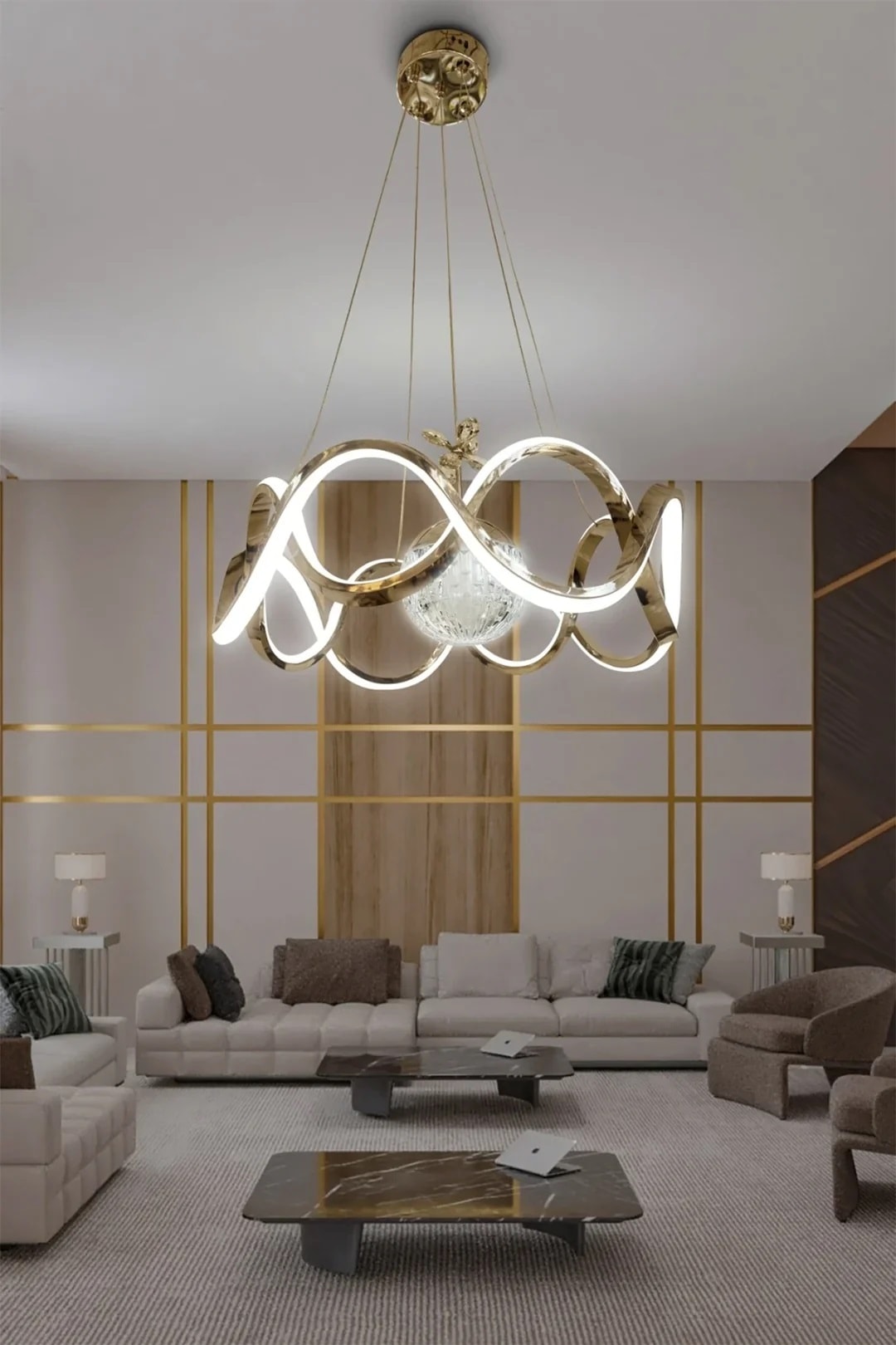 Drift Modeli Modern Sarkıt Led Salon & Oturma Odası Avizesi