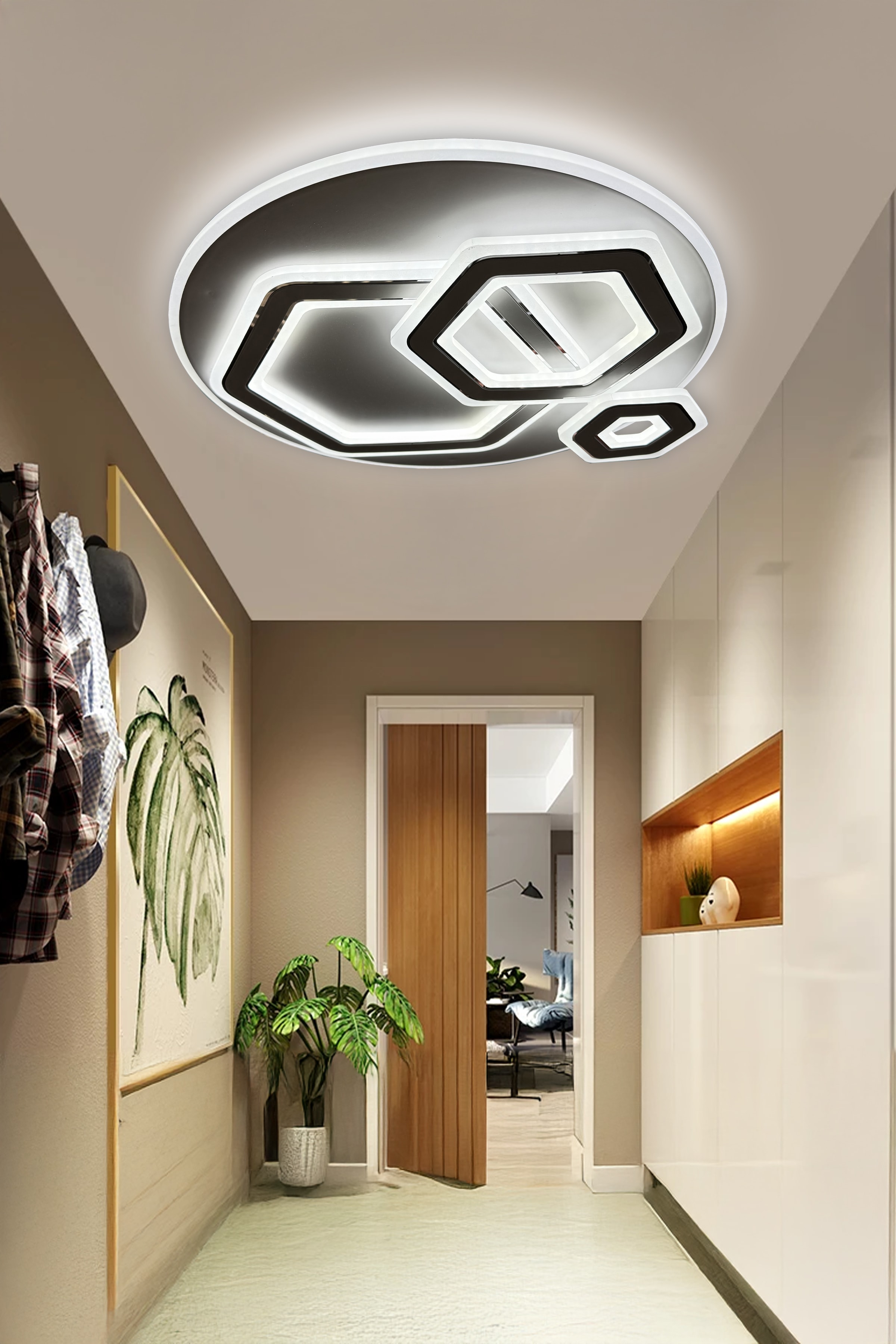 Amber Plafonyer Tasarım Pleksi Kasa Ledli Avize