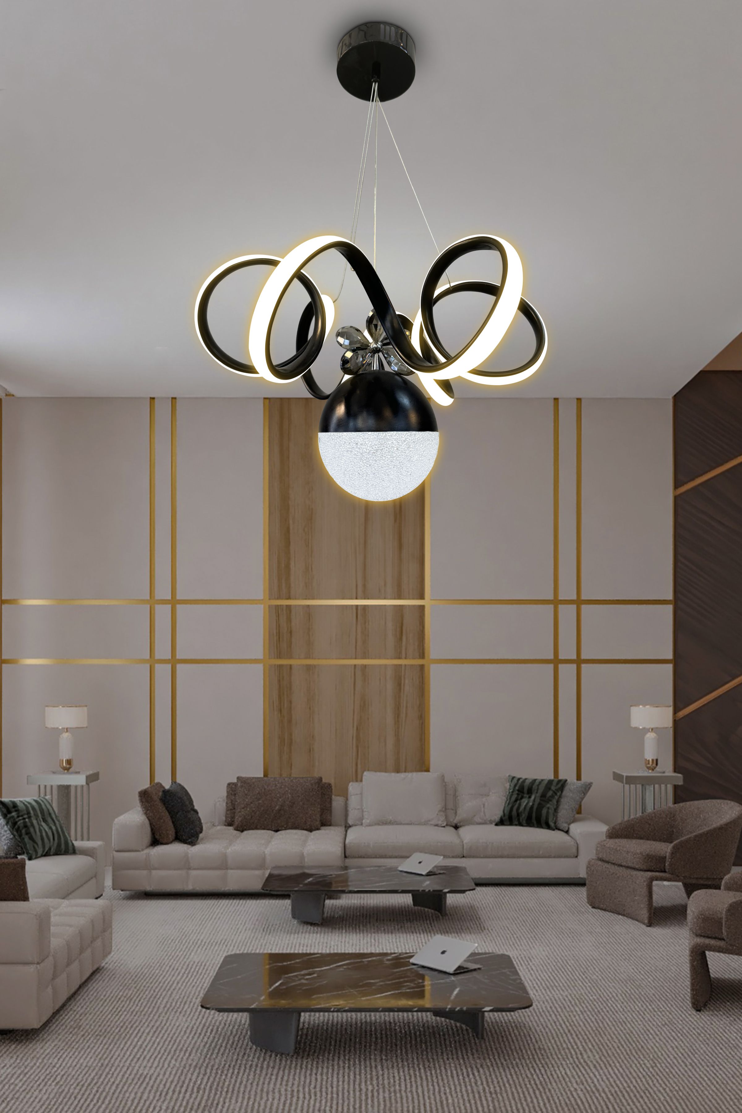 Kıvrım Tekli Şeker Toplu Modern Oturması Led Avizesi