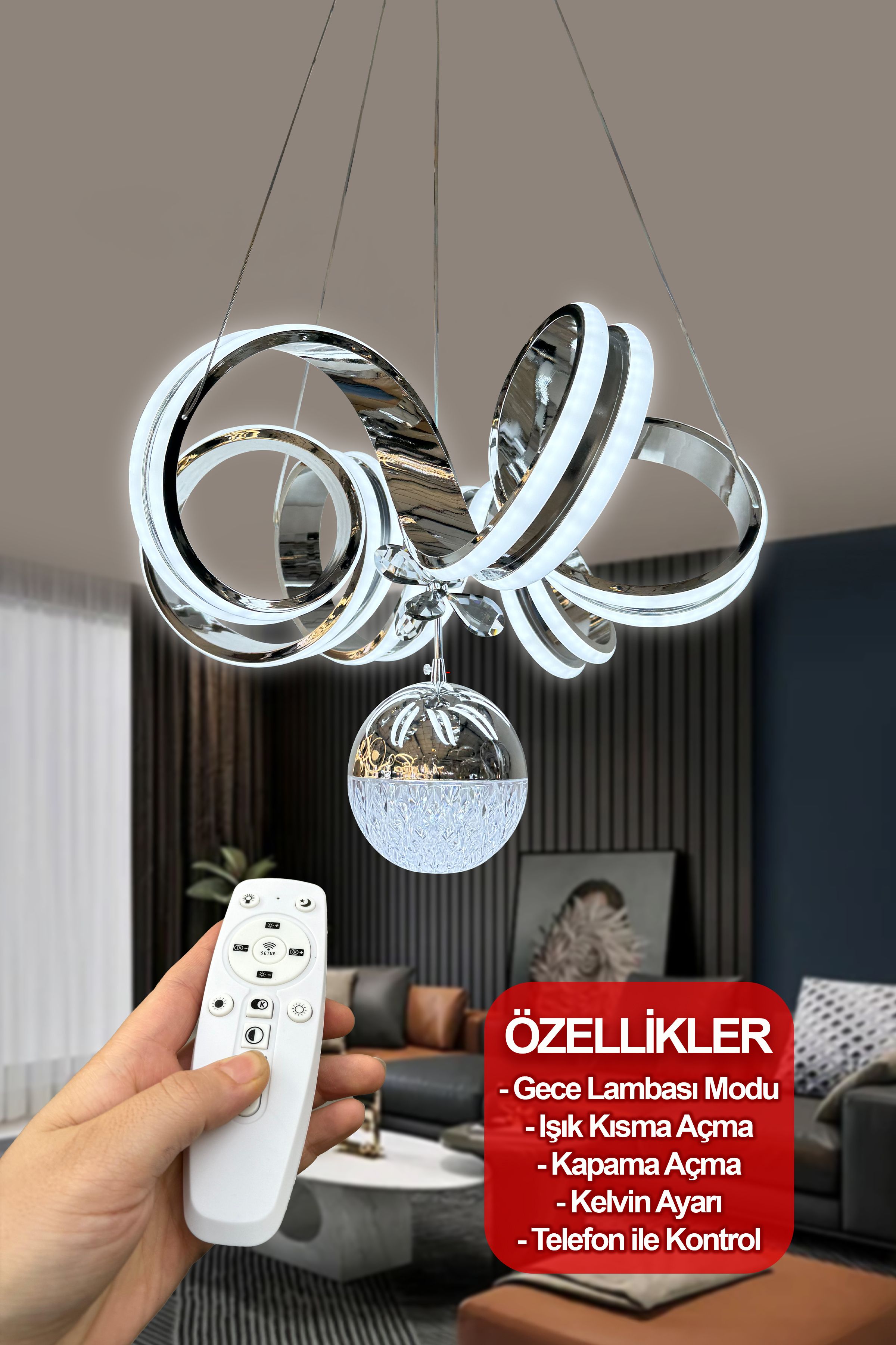 Kıvrım Çift Yönlü Modern Sarkıt Salon - Oturma Odası Led Avize