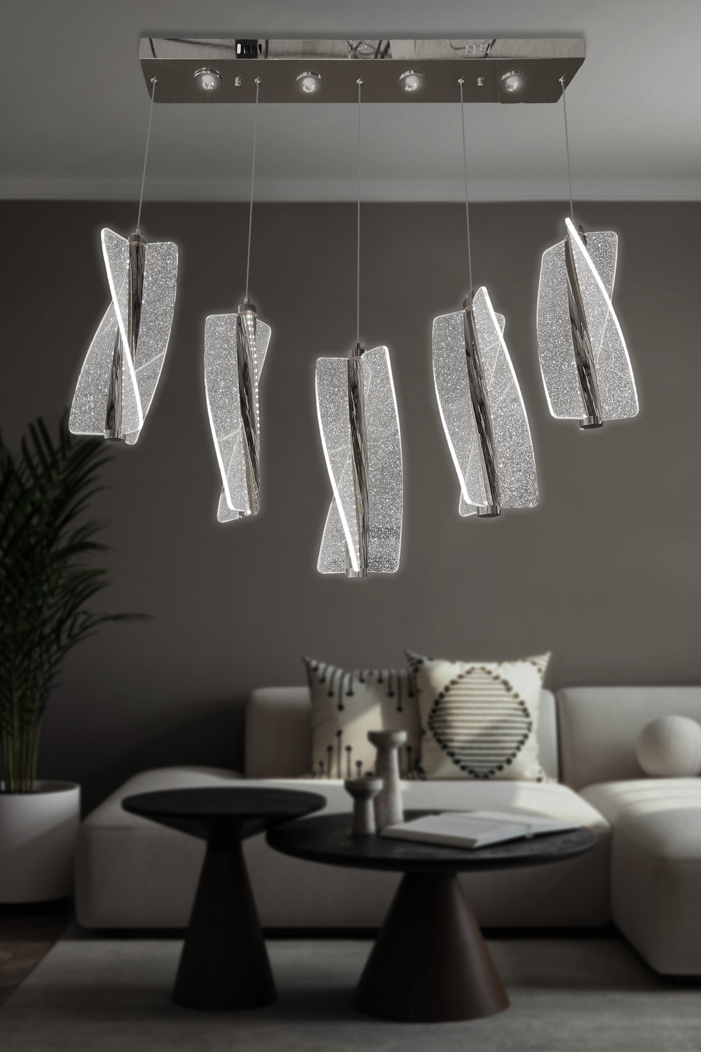 Liza 5 Li Sıralı Sarkıt Led Avize