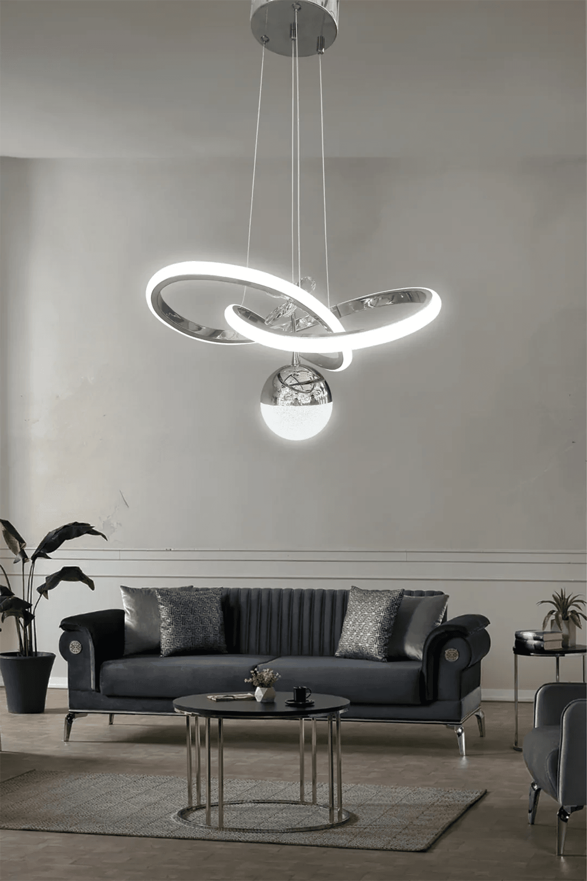 Kardelen Toplu Modern Sarkıt Led Avize - 3 Renk Kumandasız - krom
