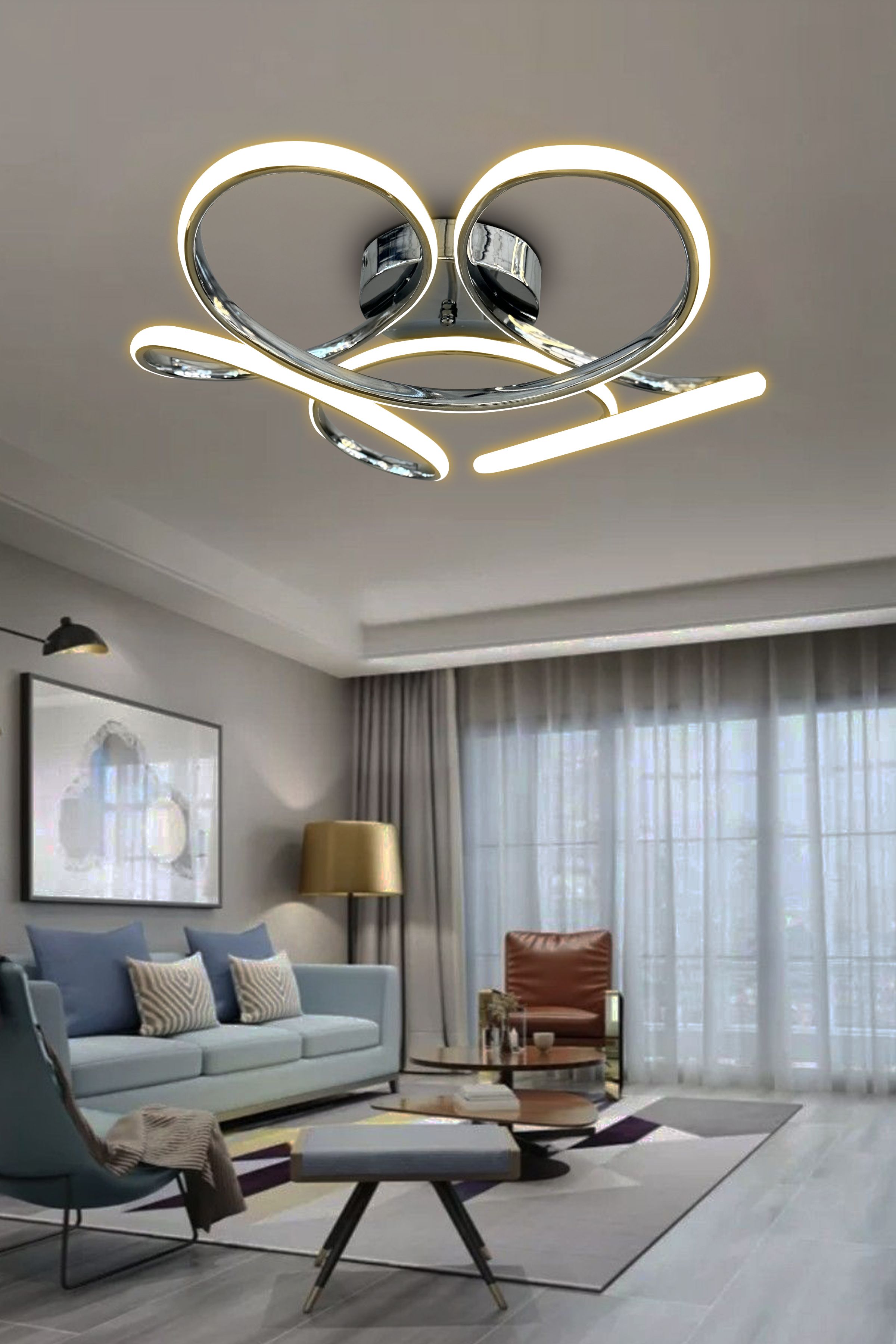 Dron Plafonyer Tavana Yapışık Led Avize