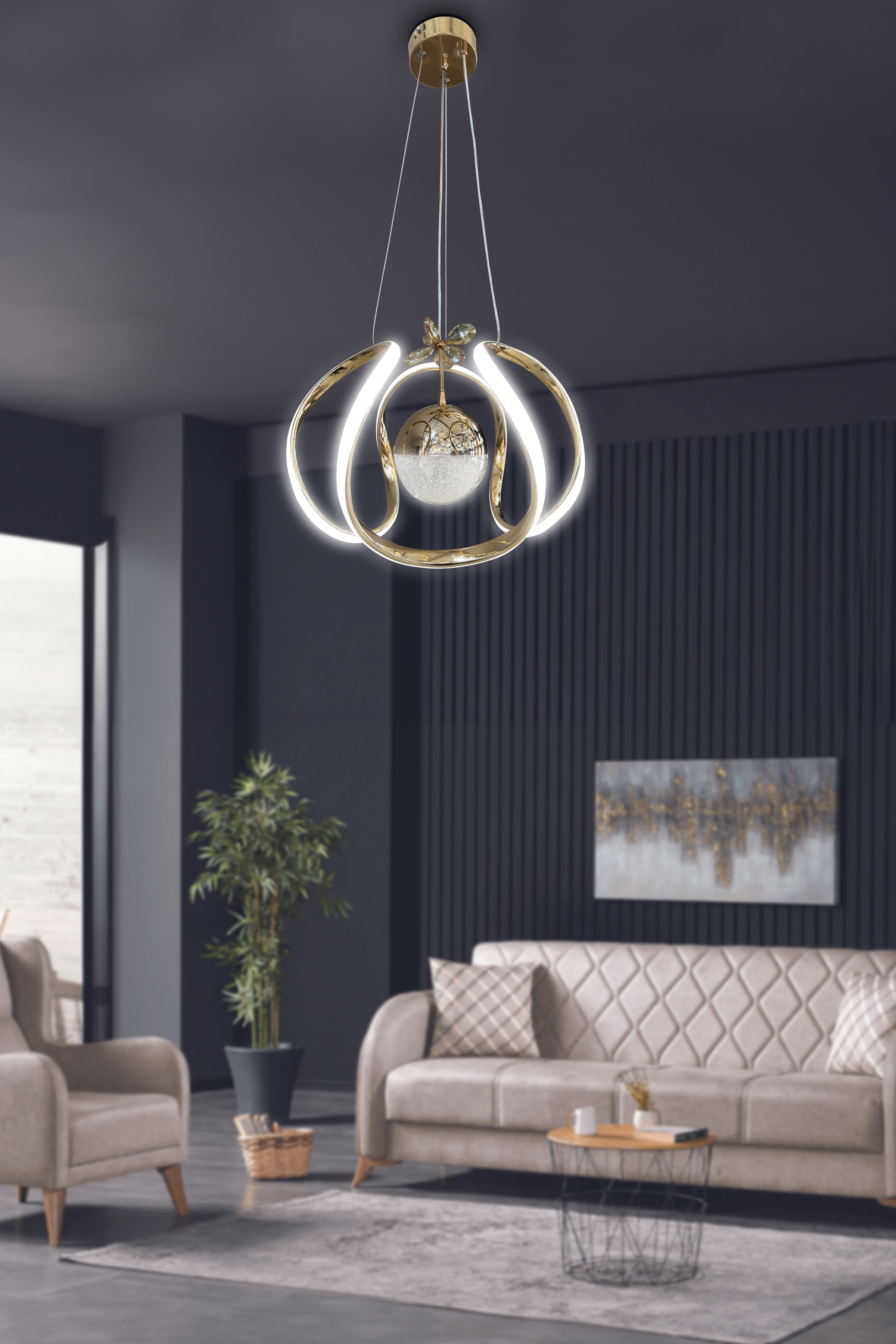 Arya Tek Toplu Led Avize 2 mt - Salon & Oturma Odası Avizesi