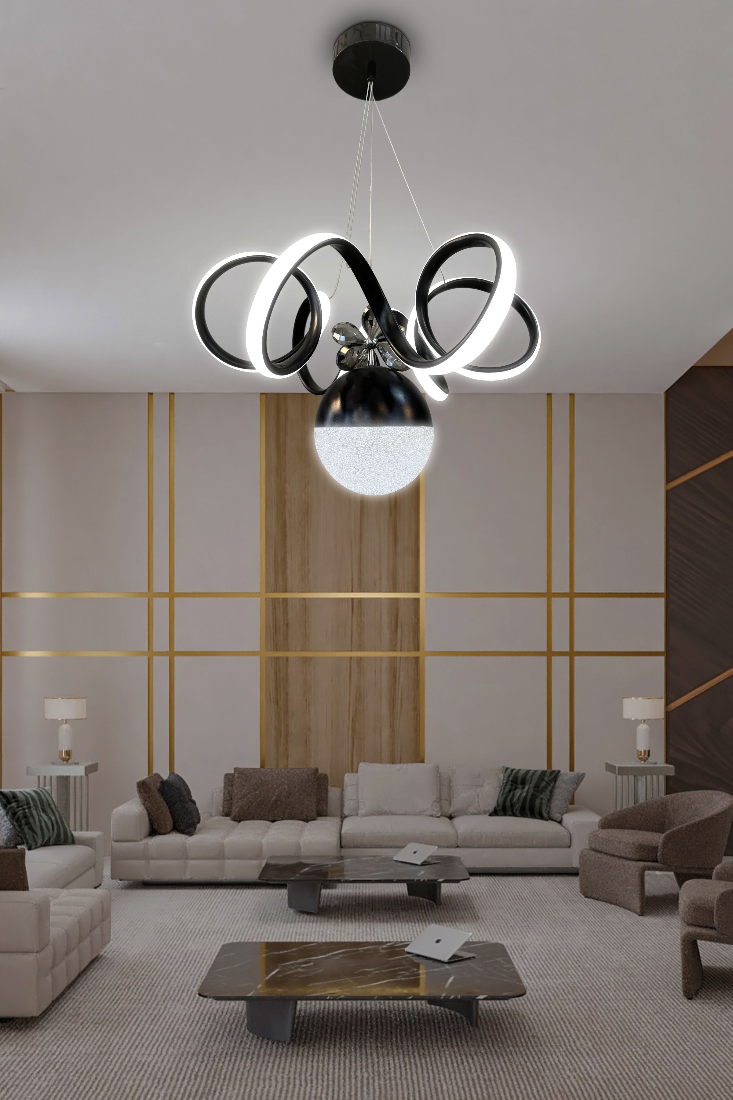 Kıvrım Tekli Şeker Toplu Modern Oturması Led Avizesi