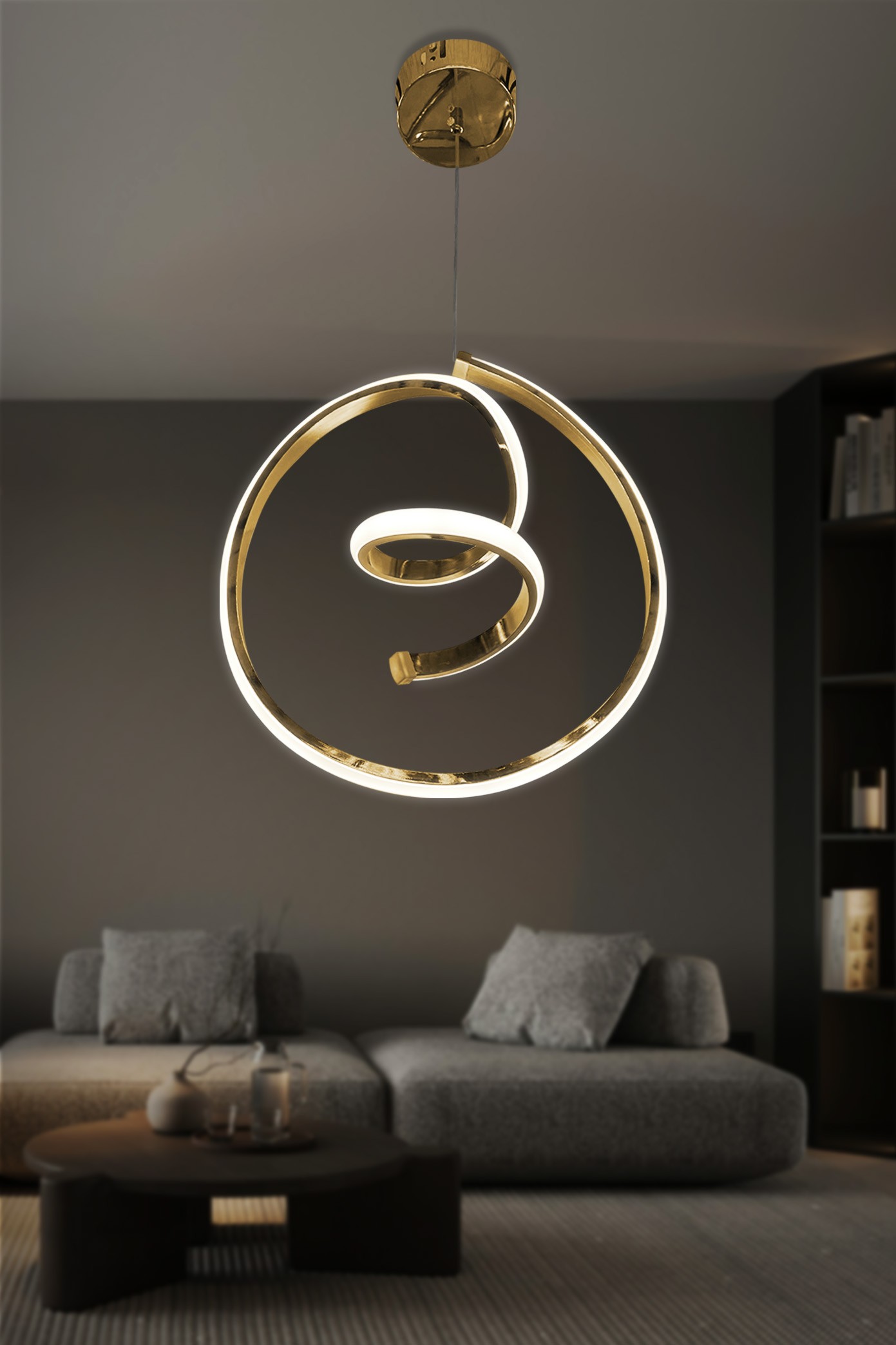 Helezon Modern Tekli Sarkıt Led Avize Antre - 3 Renk Kumandalı