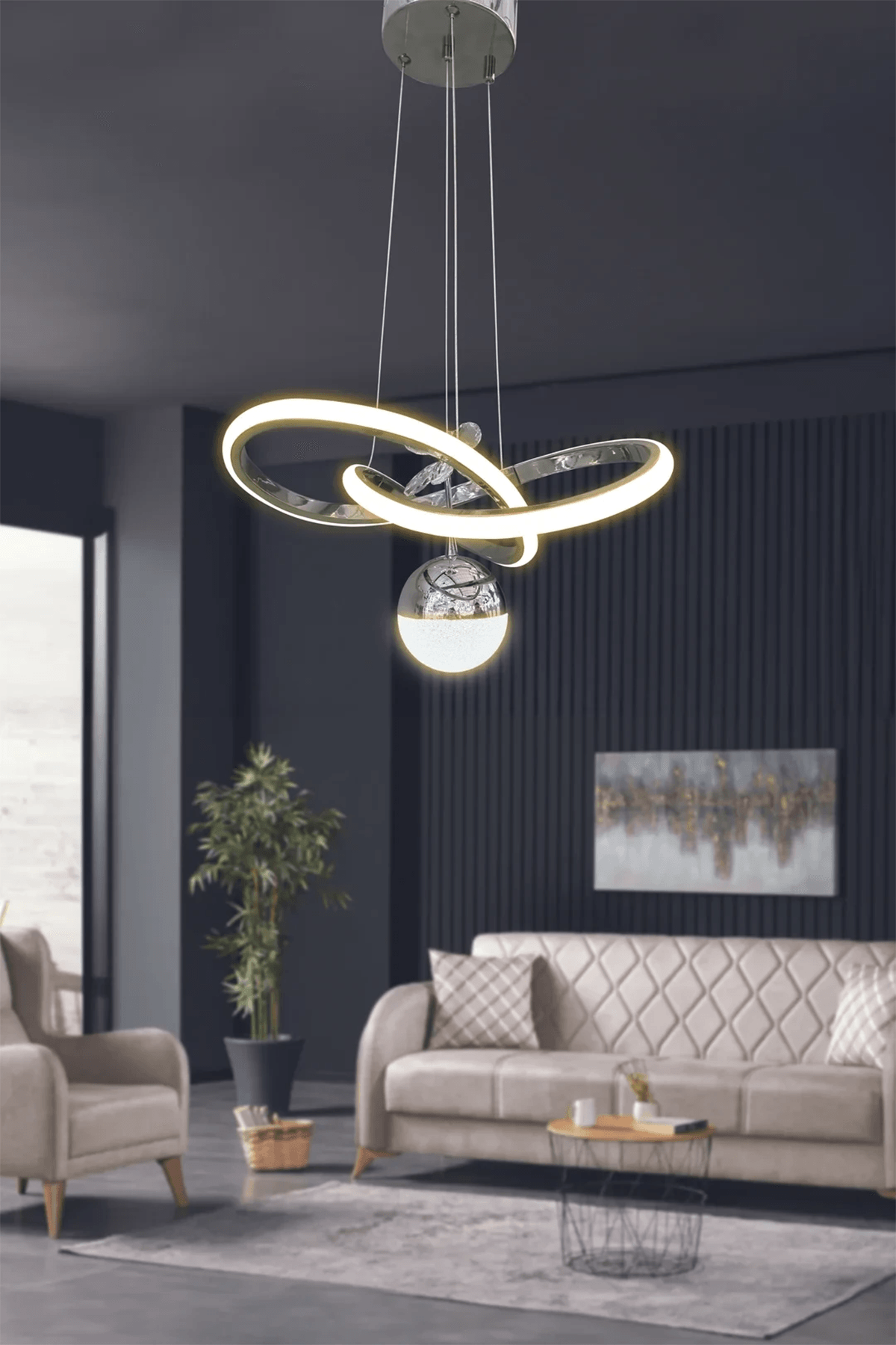 Kardelen Toplu Modern Sarkıt Led Avize - 3 Renk Kumandasız - krom