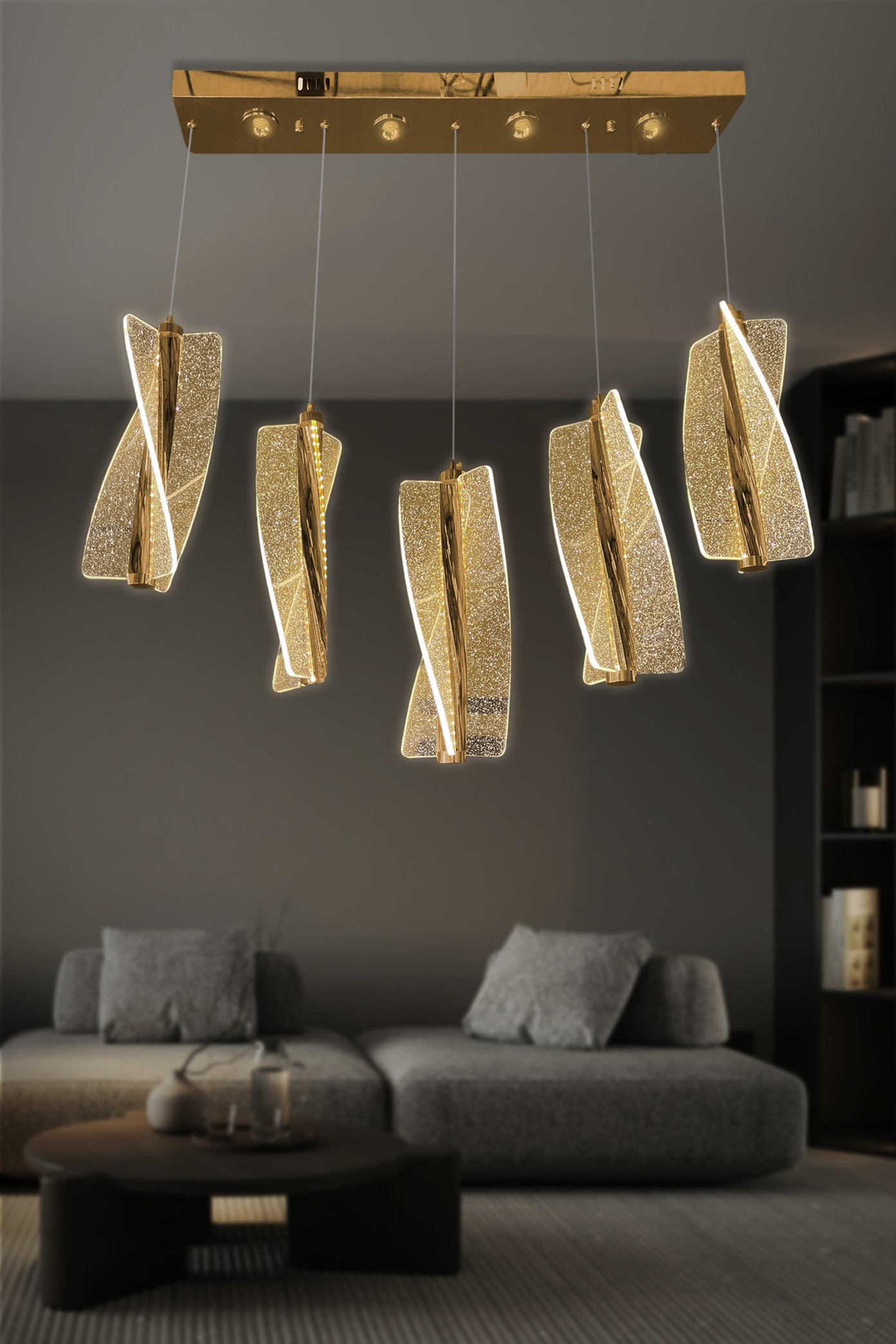 Liza 5 Li Sıralı Sarkıt Led Avize