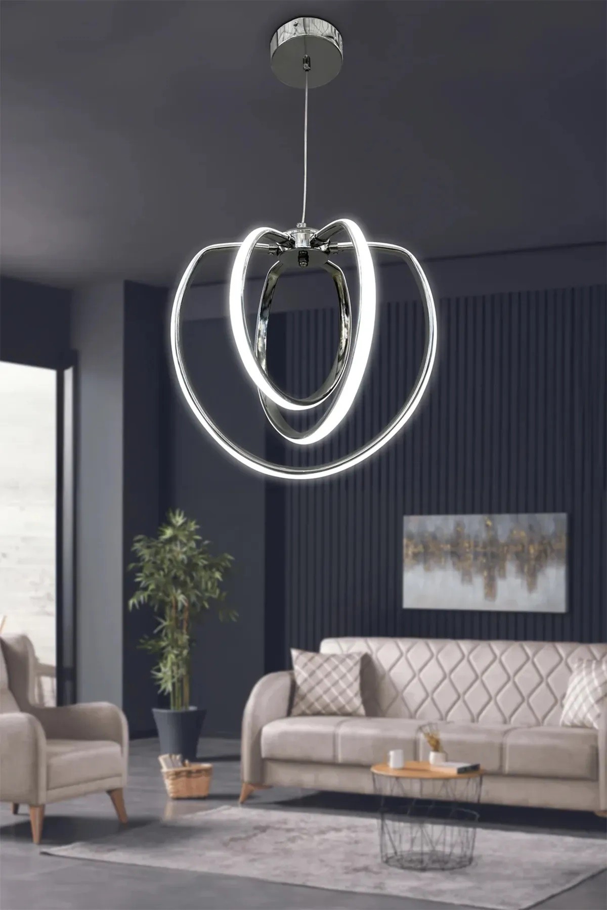 Afra Elips 3'Lü Sarkıt Led Avize