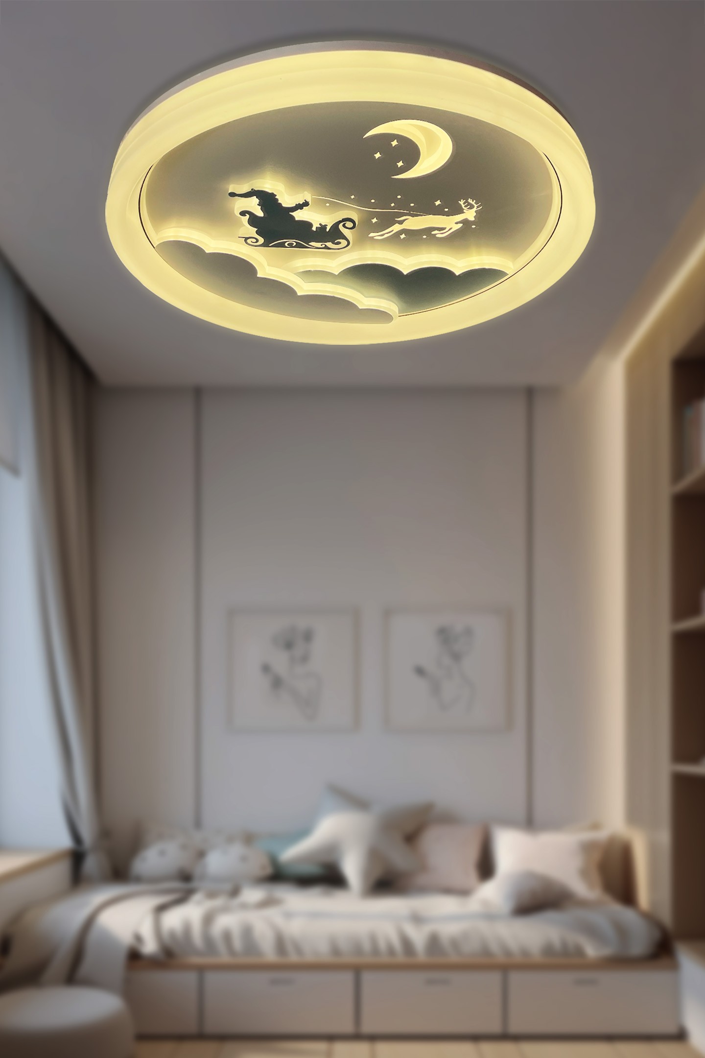 Sihirli Kızak Çocuk Odası Plafonyer Kumandalı Led Avize