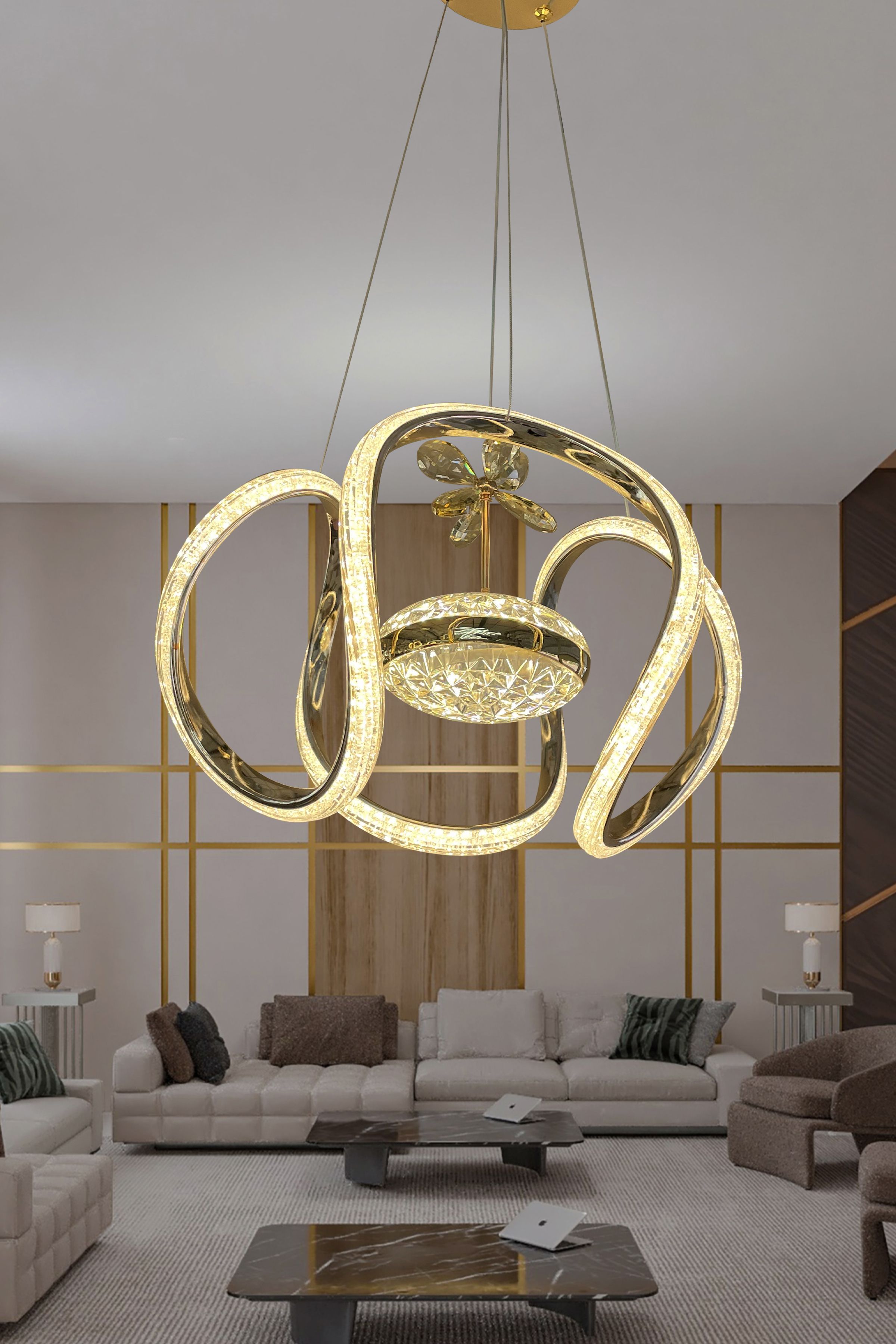 Dünya Eliza Simli Slikonlu Tek Toplu Modern Oturma Led Avizesi