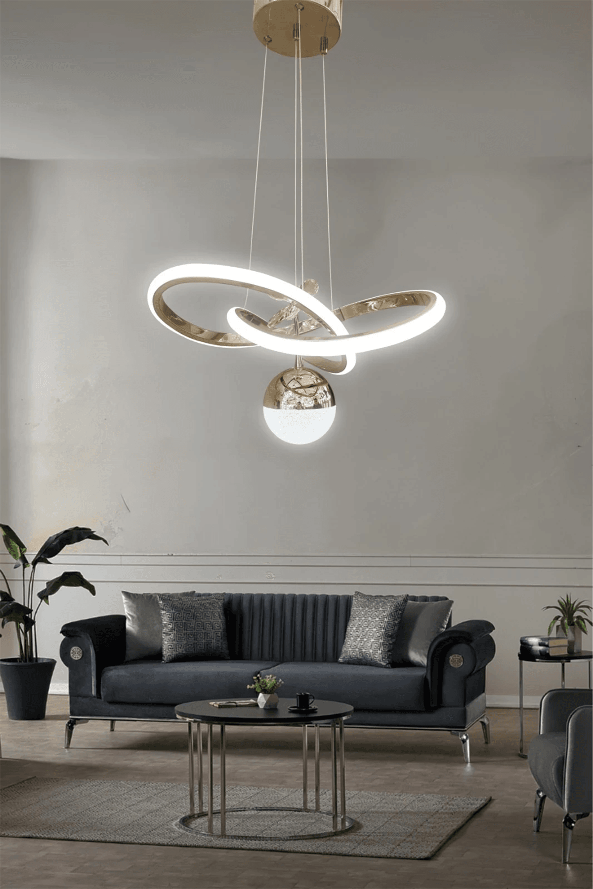 Kardelen Toplu Modern Sarkıt Led Avize - 3 Renk Kumandasız - gold
