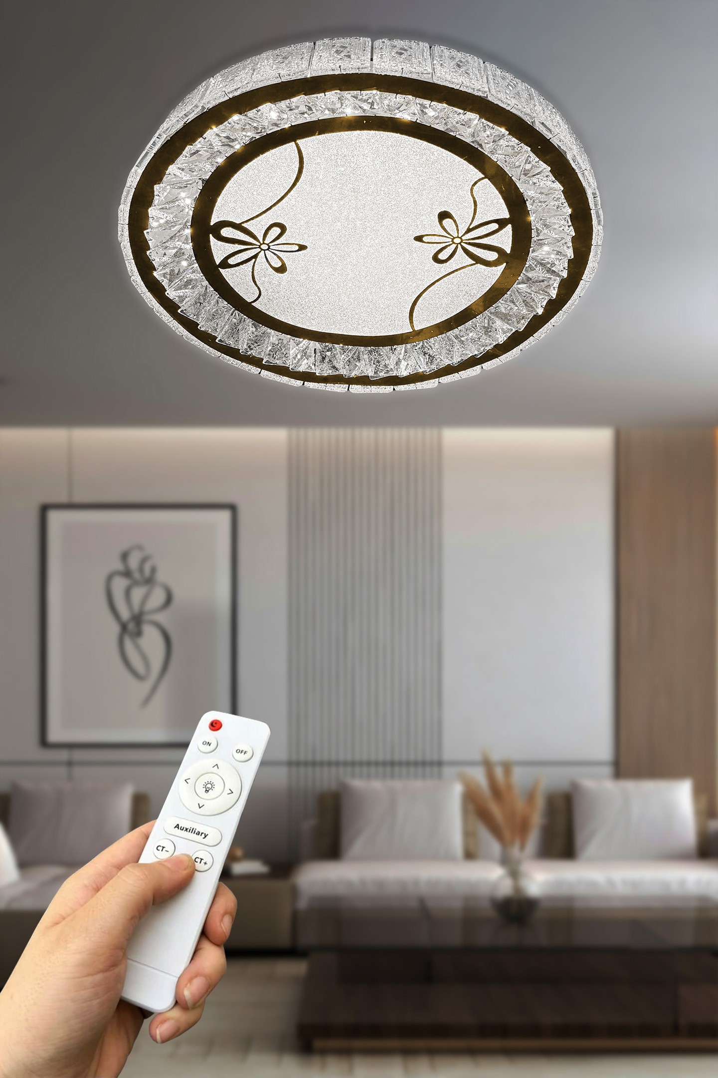 Miralux Taşlı Plafonyer Led Avize