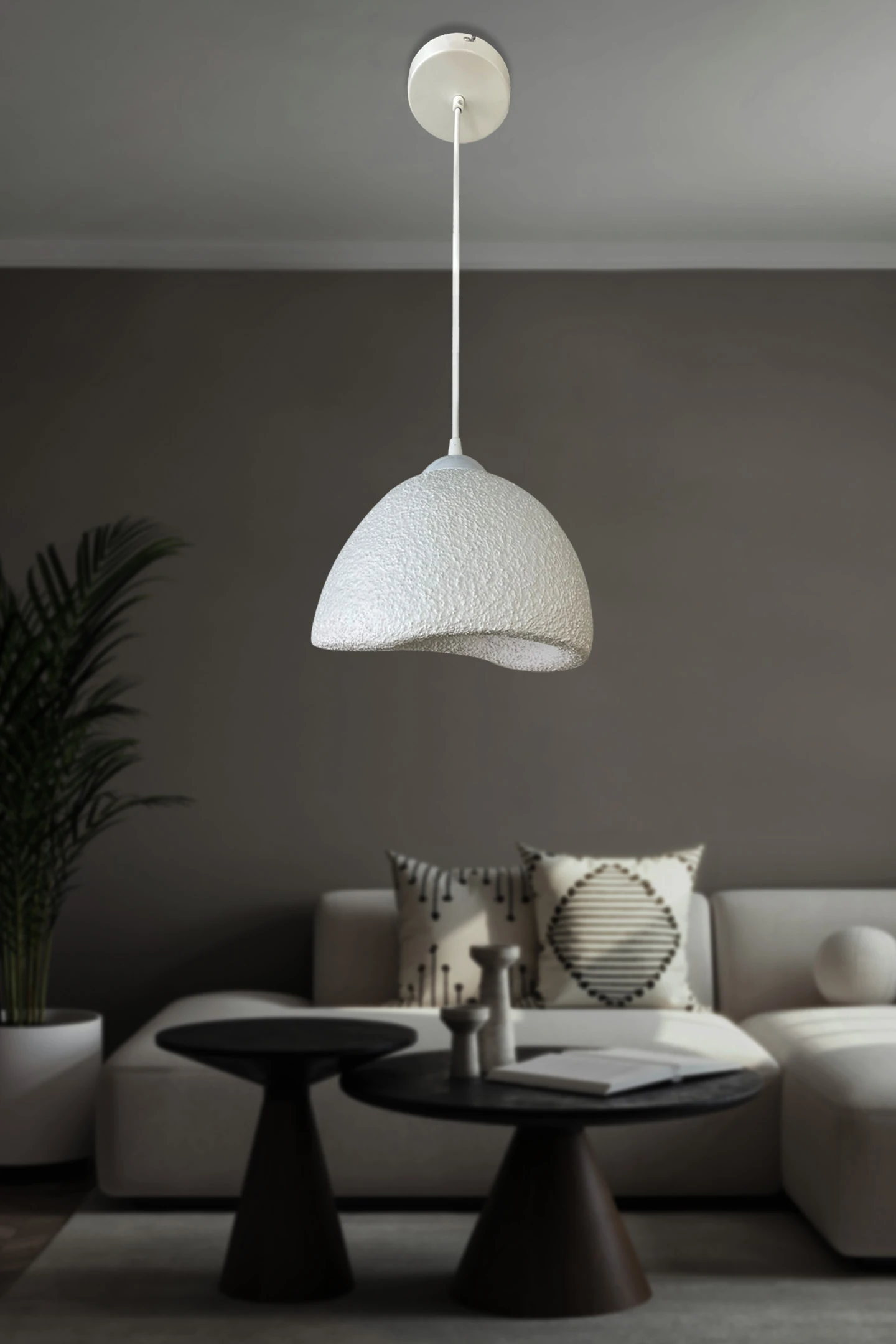 Tekli Farklı Boyutlu Modern Bohem Tasarım Sarkıt Beton Avize