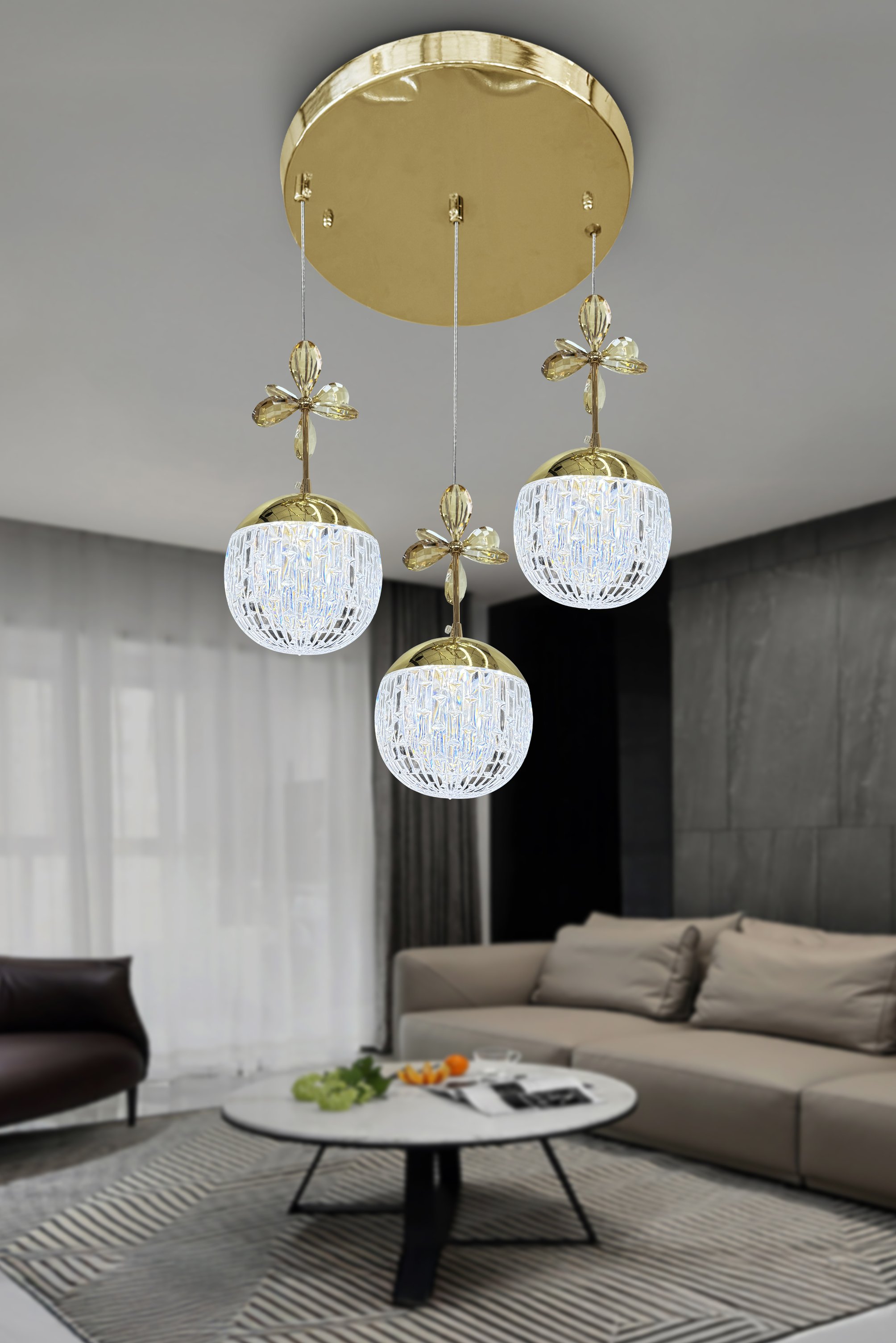 Alize Modern Sarkıt Cam Toplu Led Avize