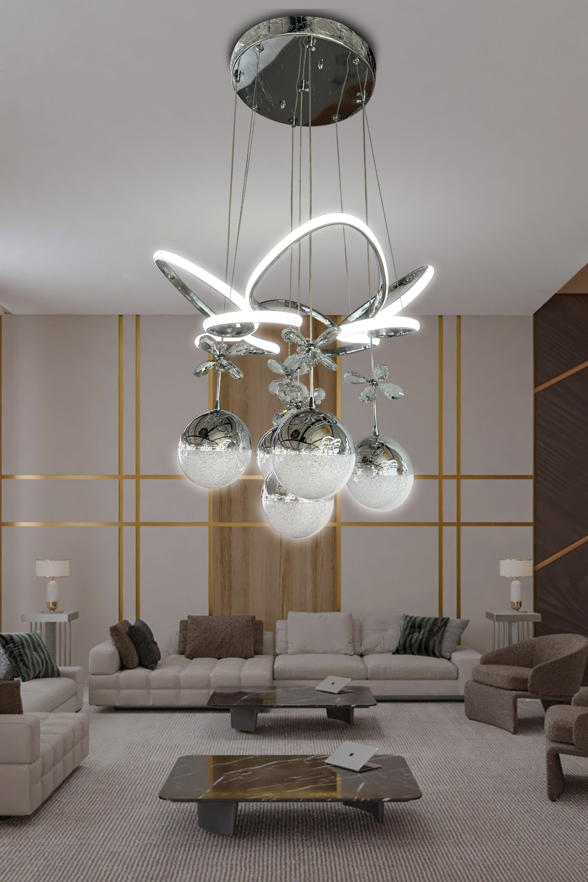 Kral Tacı Led Avize 5 Toplu Led Avize