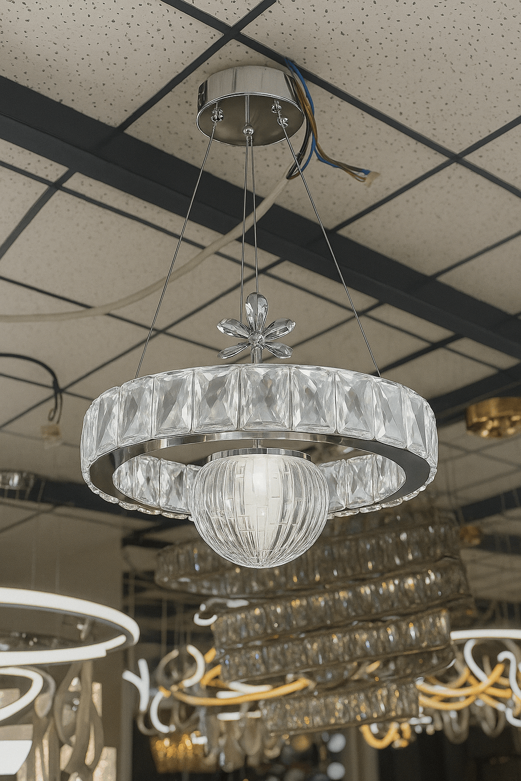 Bestof Tek Top Taşlı Led Avize