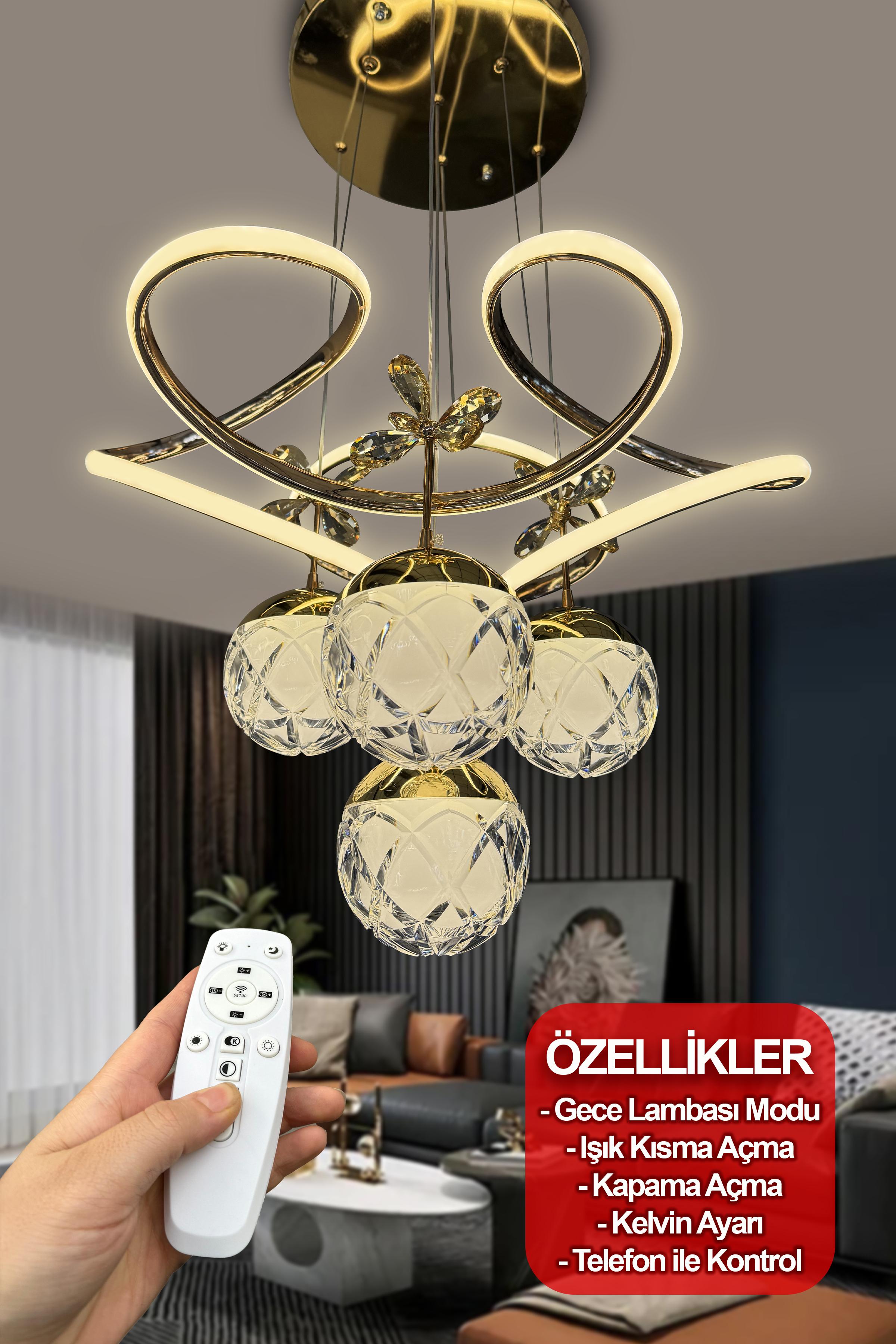 Dron 3 Renk Modern Sarkıt 4 Toplu Led Avize Powerled Ledli Avize