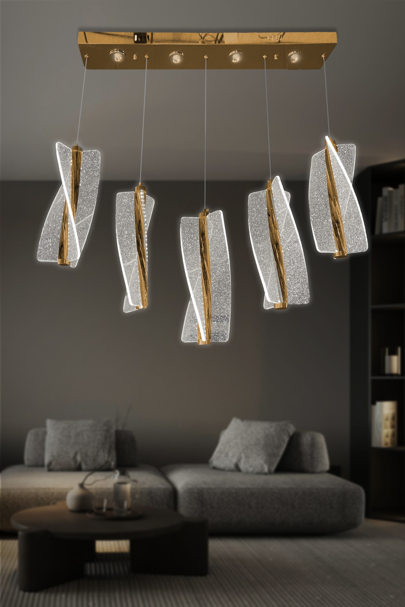 Liza 5 Li Sıralı Sarkıt Led Avize
