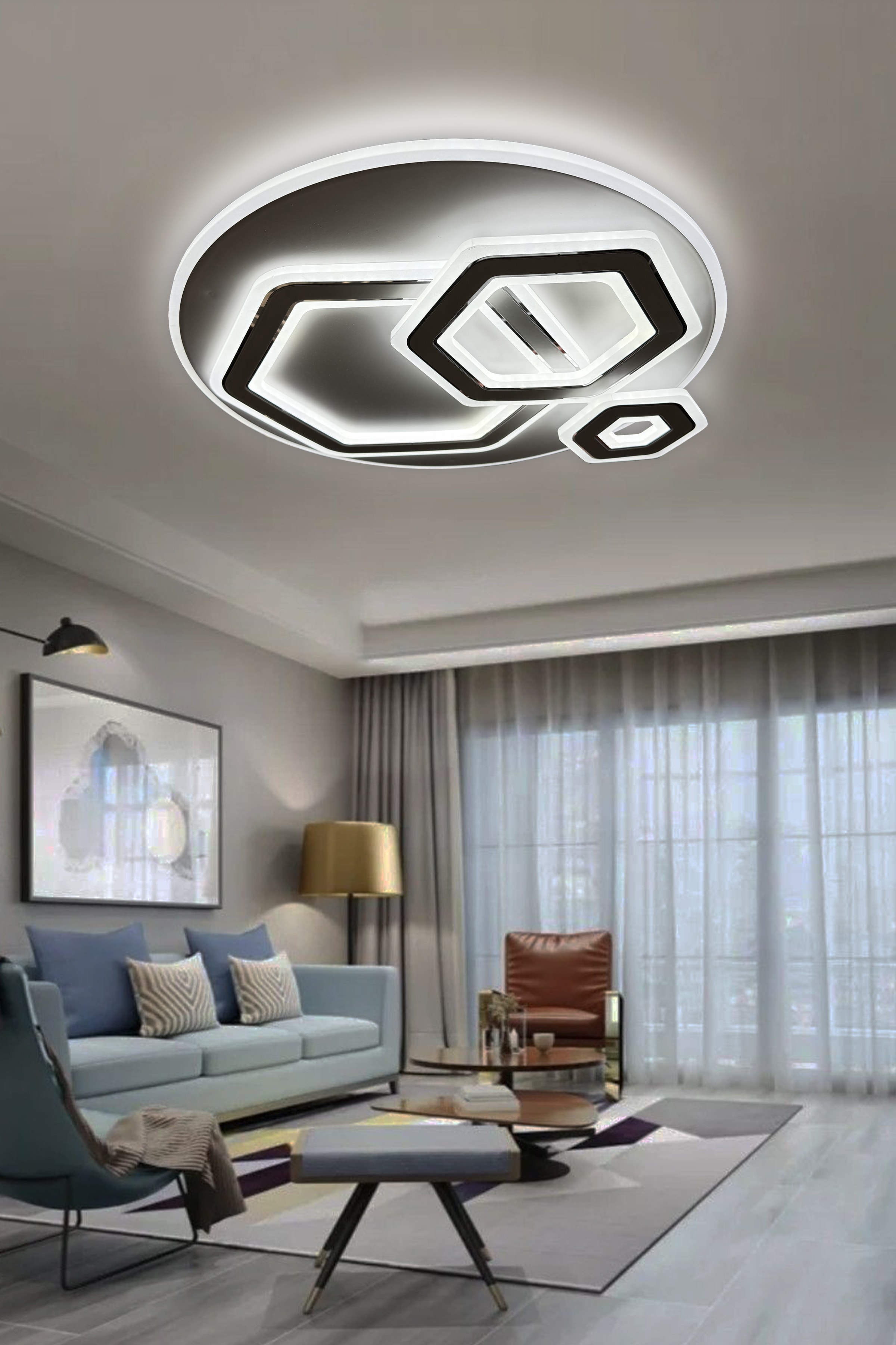 Amber Plafonyer Tasarım Pleksi Kasa Ledli Avize