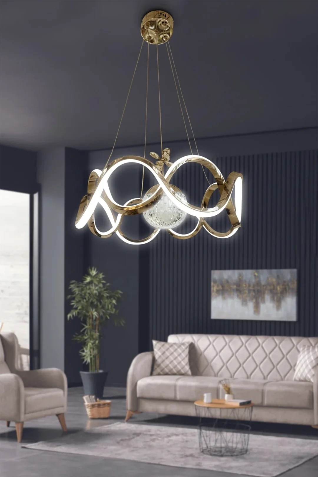 Drift Modeli Modern Sarkıt Led Salon & Oturma Odası Avizesi