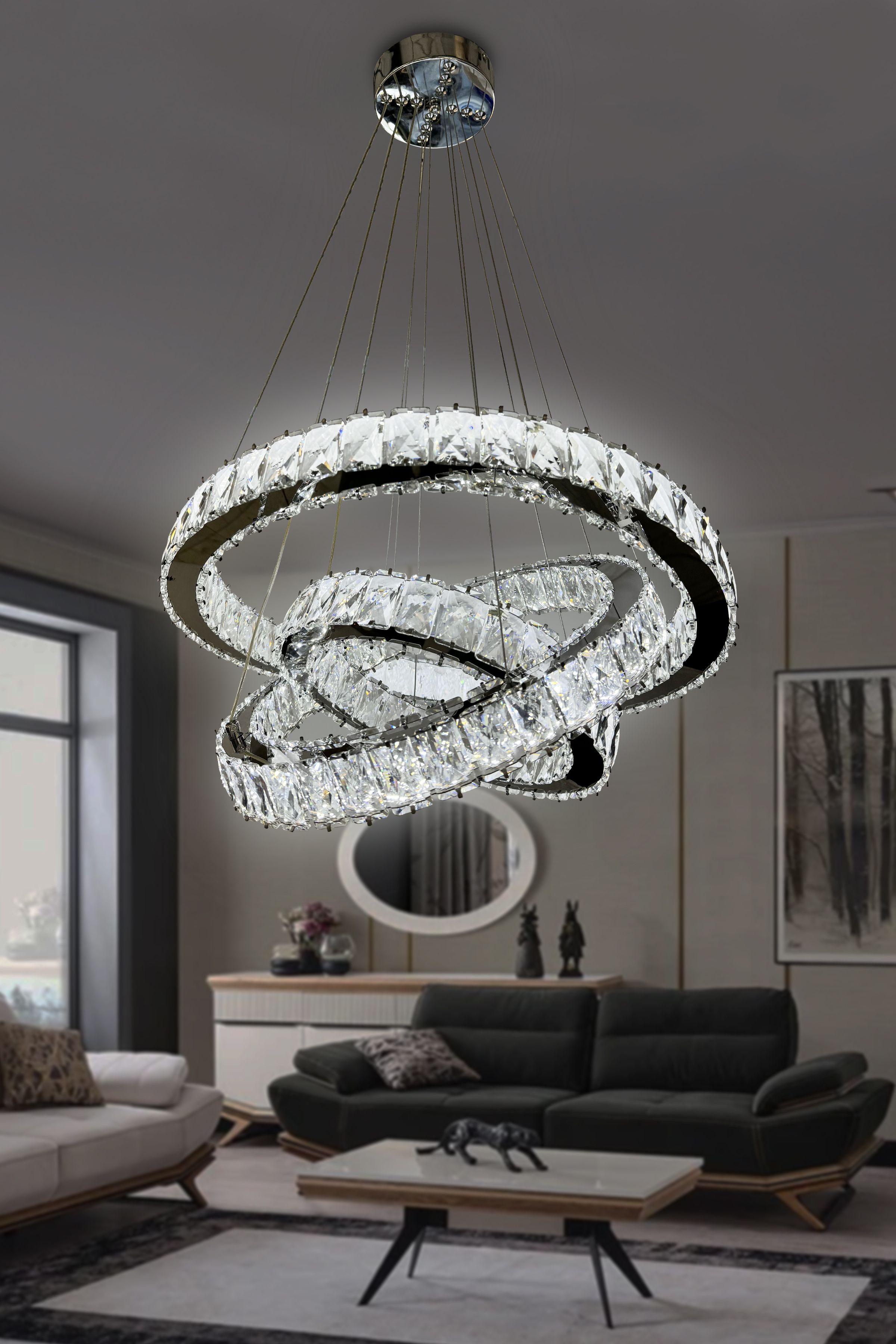 Bestof 3 Katlı Daire Taşlı Ledli Modern Avize
