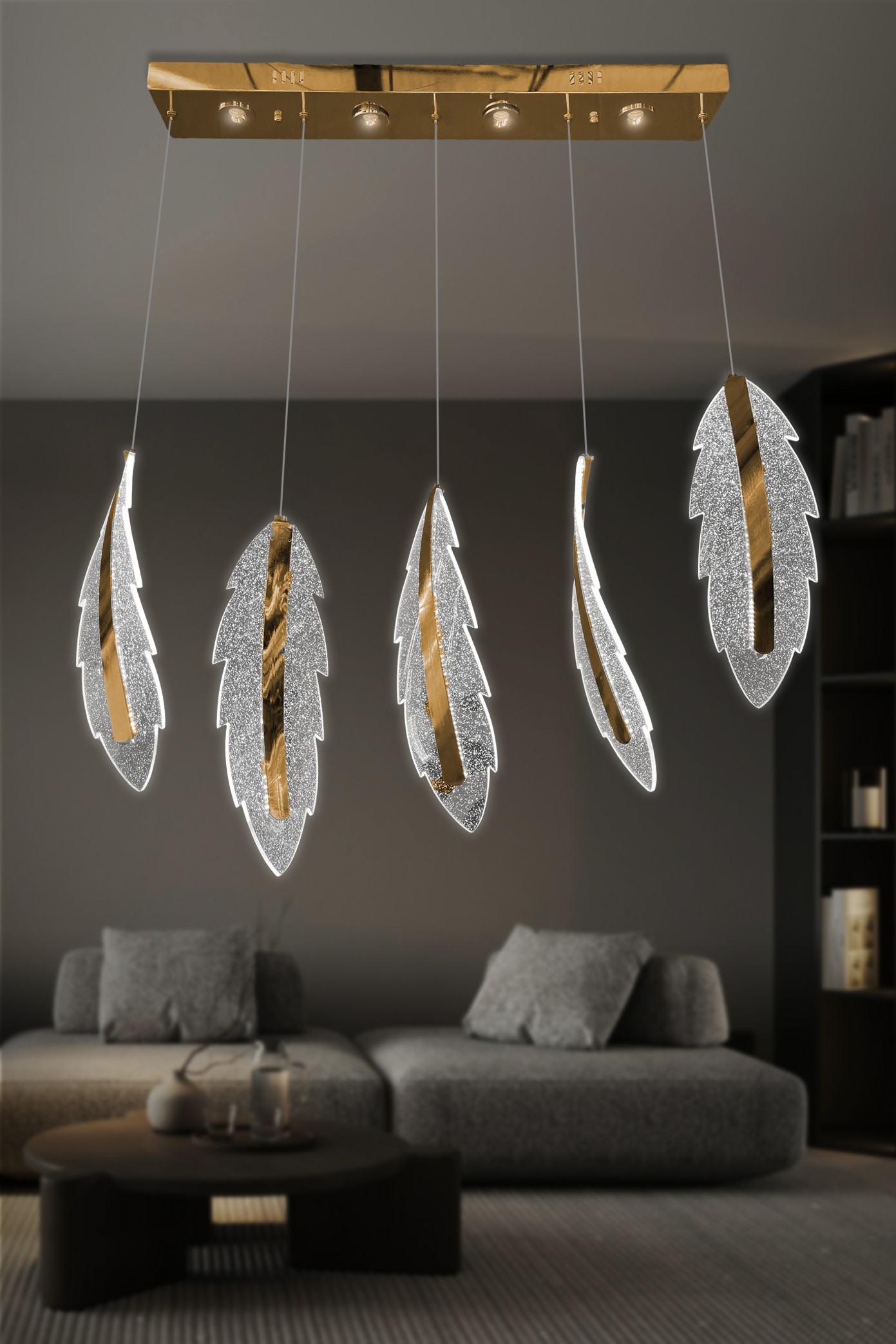 Lunex 5 Li Sıralı Sarkıt Led Avize