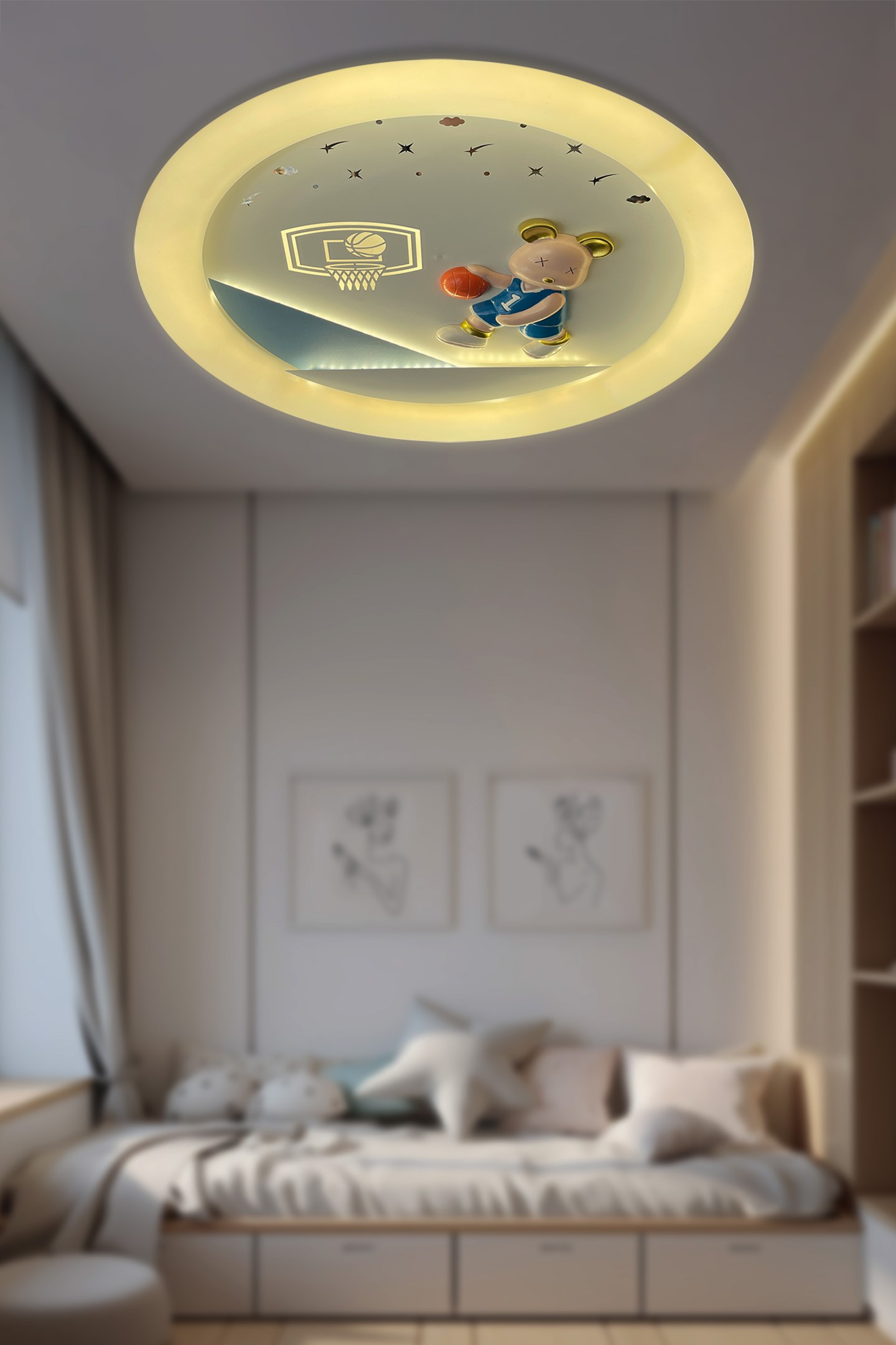 Teddy Çocuk Odası Plafonyer Kumandalı Led Avize