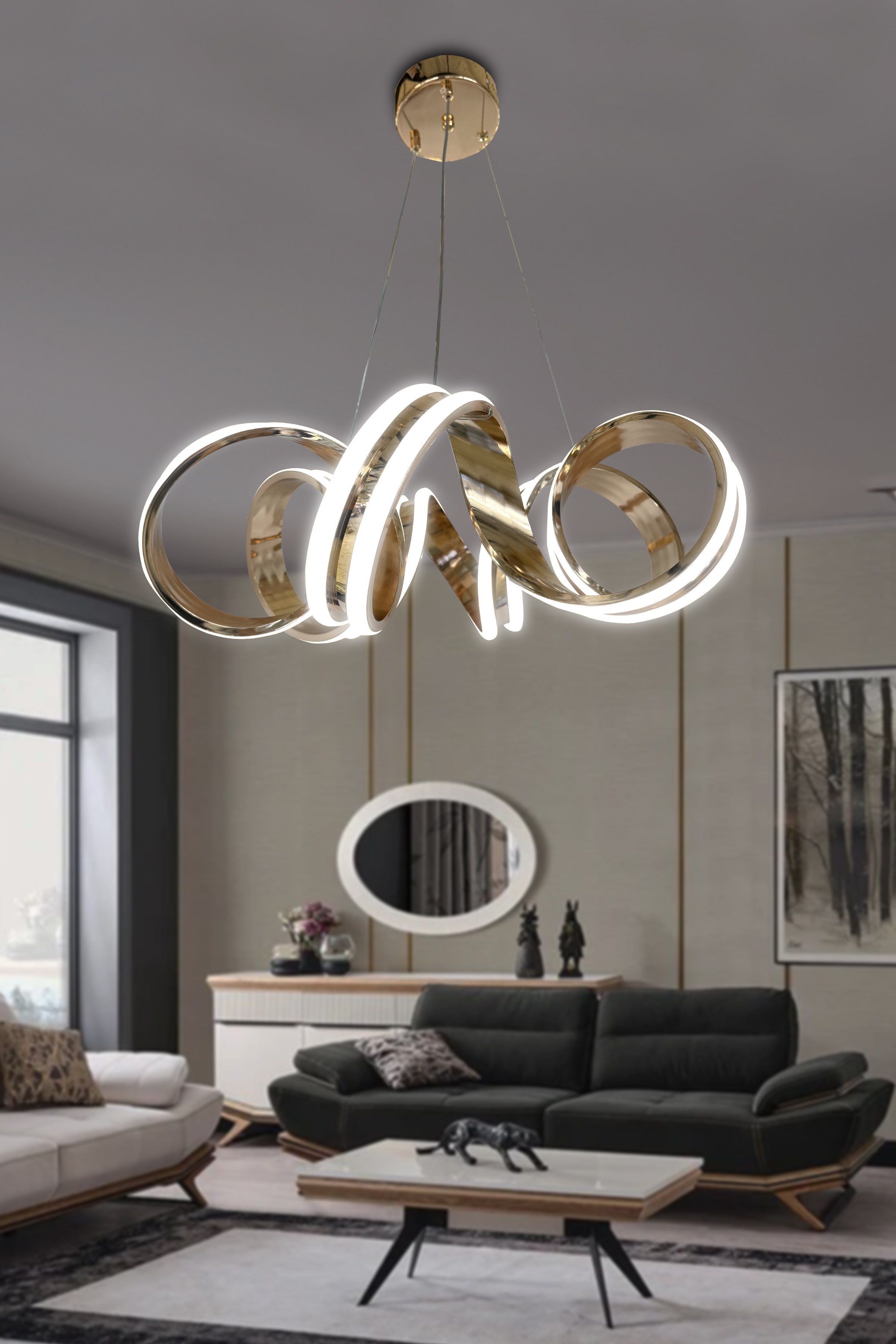 Kıvrım Çift Ledli Sıralı Toplu Led Avize