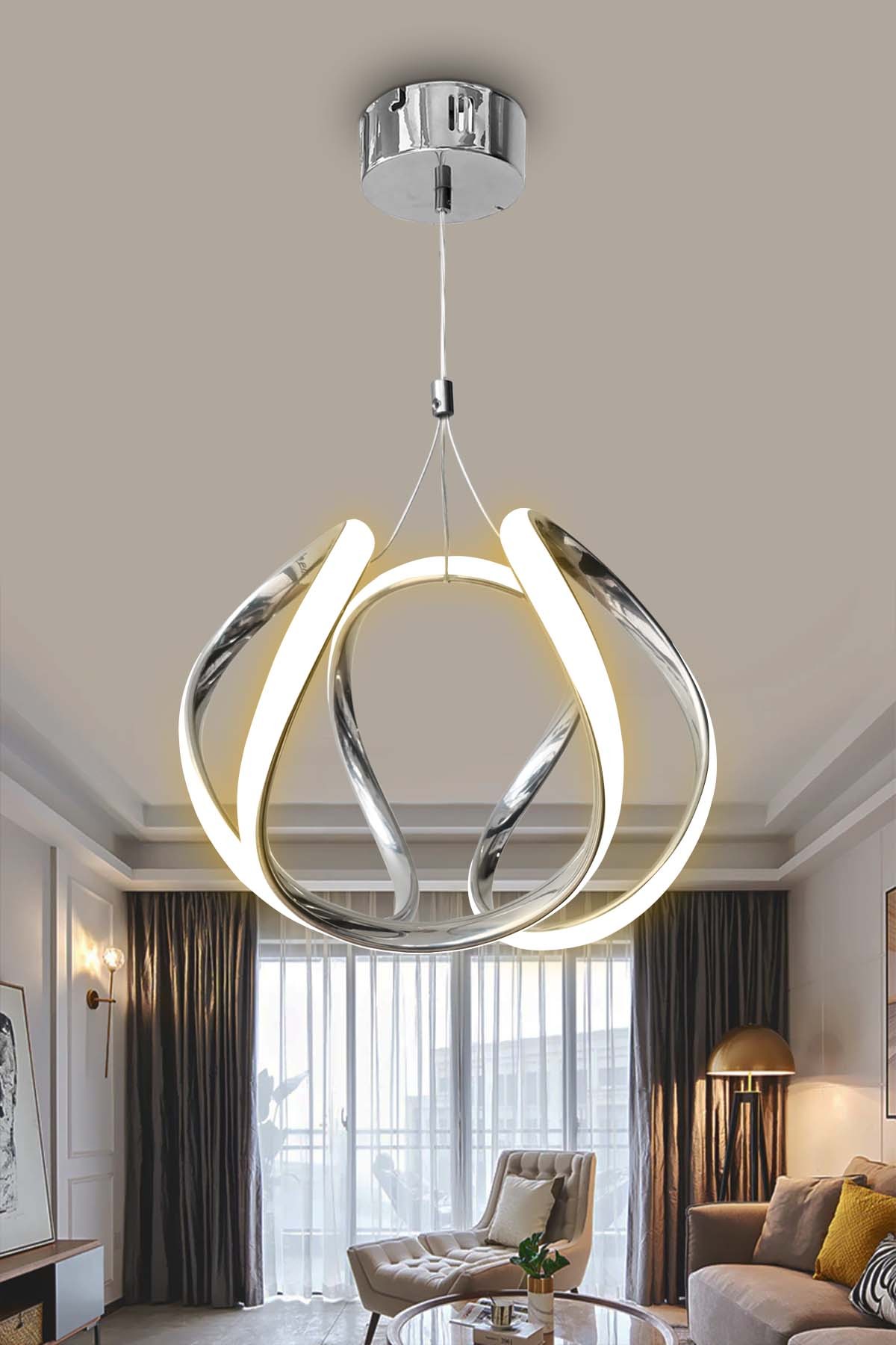 Arya Topsuz Led Avize 2 mt - Salon & Oturma Odası Avizesi