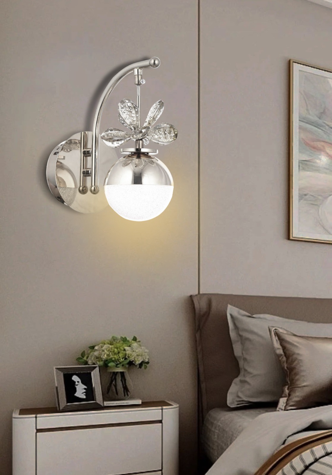 Forde Power Ledli Modern Lüks Duvar Aplik - Krom