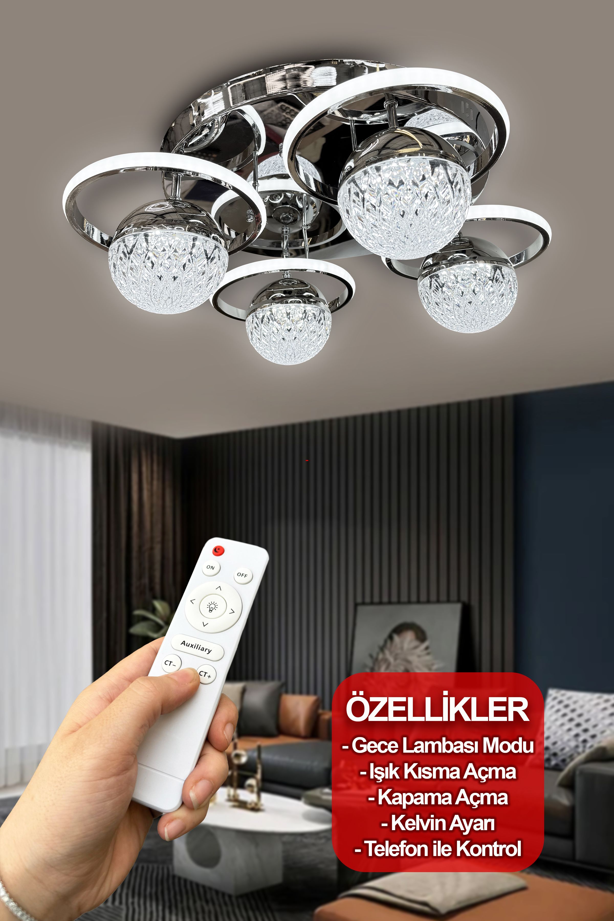 Delta Plafonyer (Tavana Yapışık) Led Avize Modern Ledli Avize