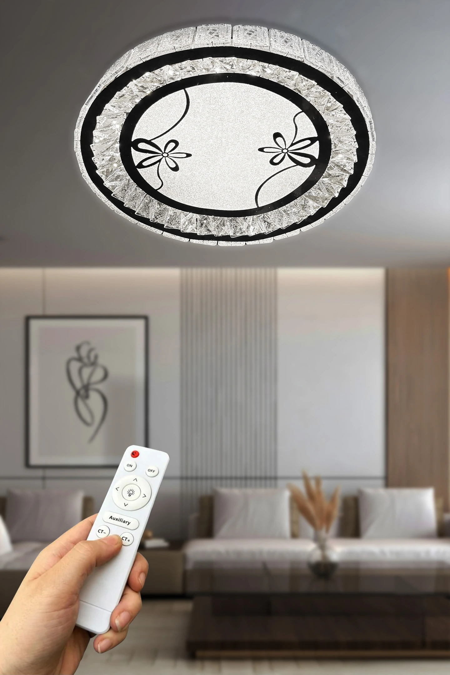 Miralux Taşlı Plafonyer Led Avize