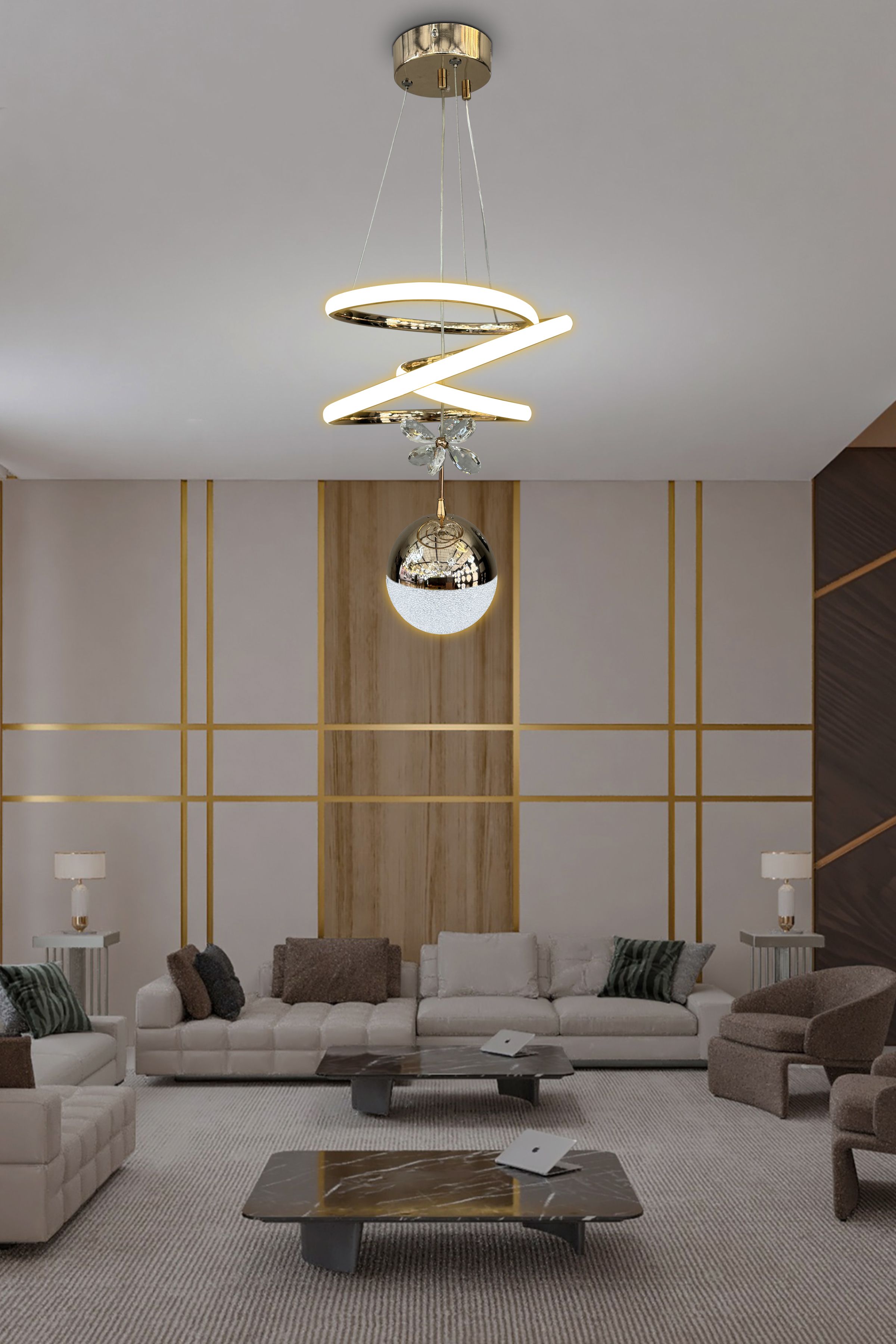 Eylül Tek Toplu Led Avize 2 mt - Salon & Oturma Odası Avizesi