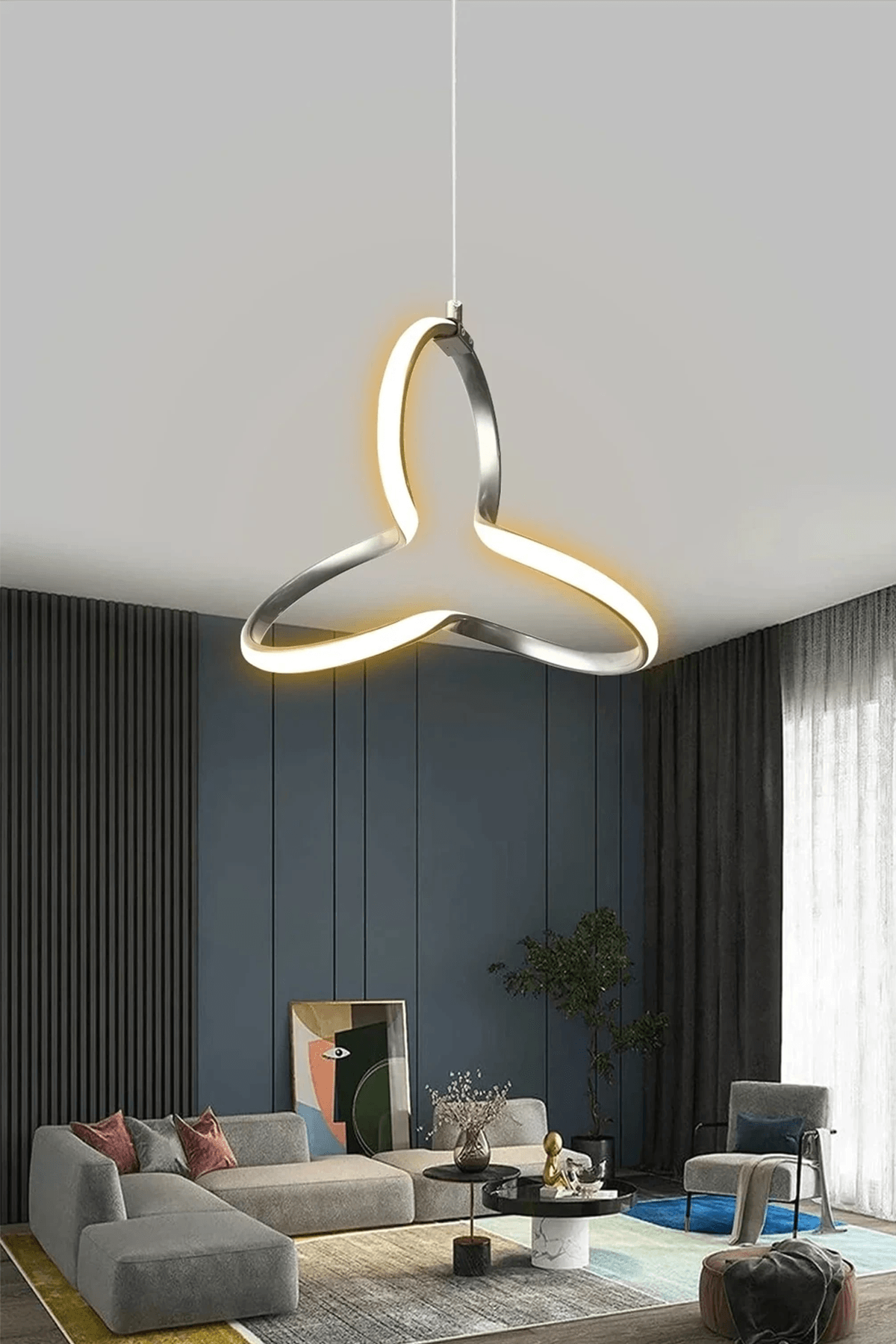 Yonca Modern Sarkıt Led Avize 1 Yıl Garantili - Beyaz Işık - krom