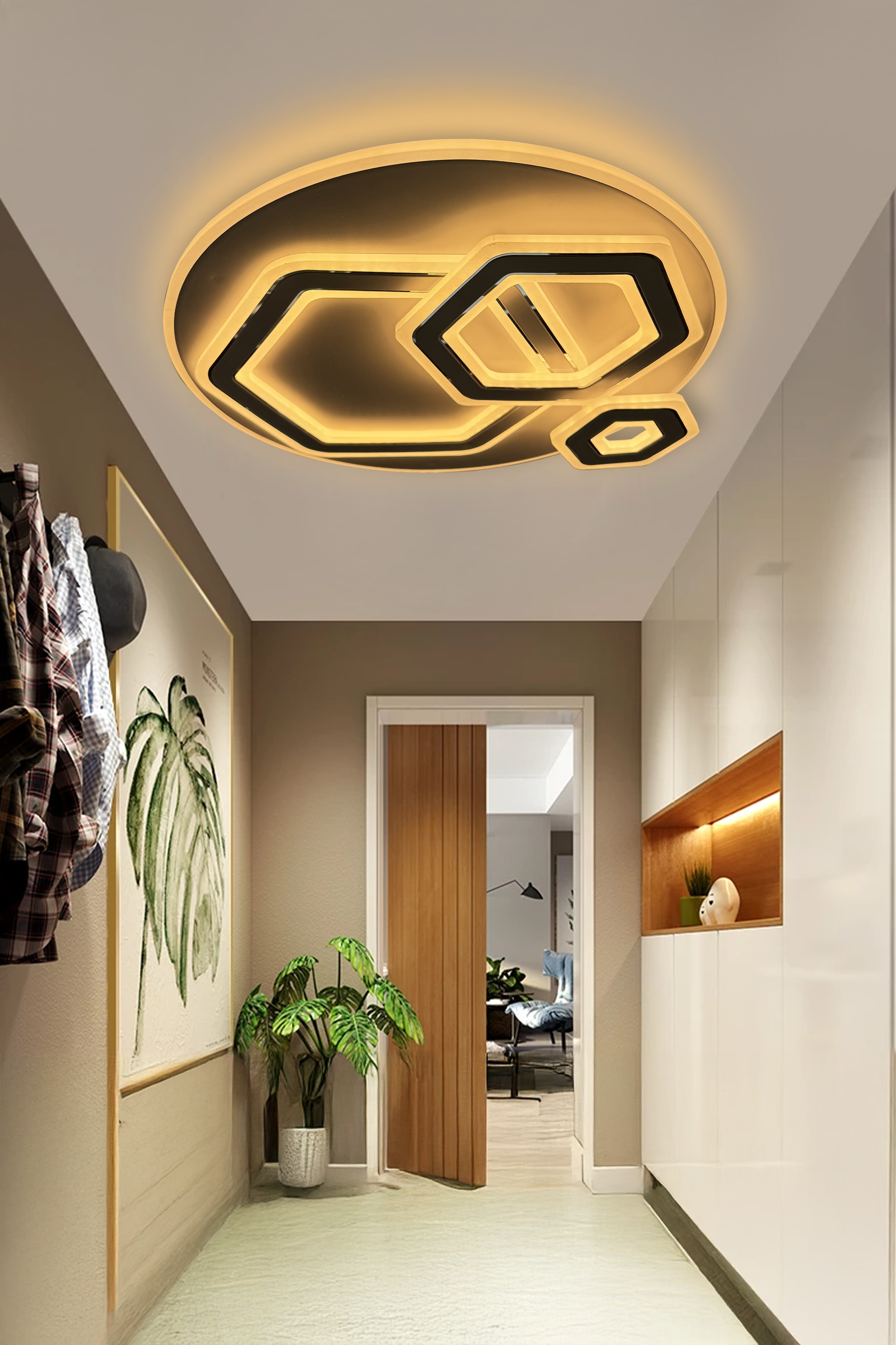 Amber Plafonyer Tasarım Pleksi Kasa Ledli Avize