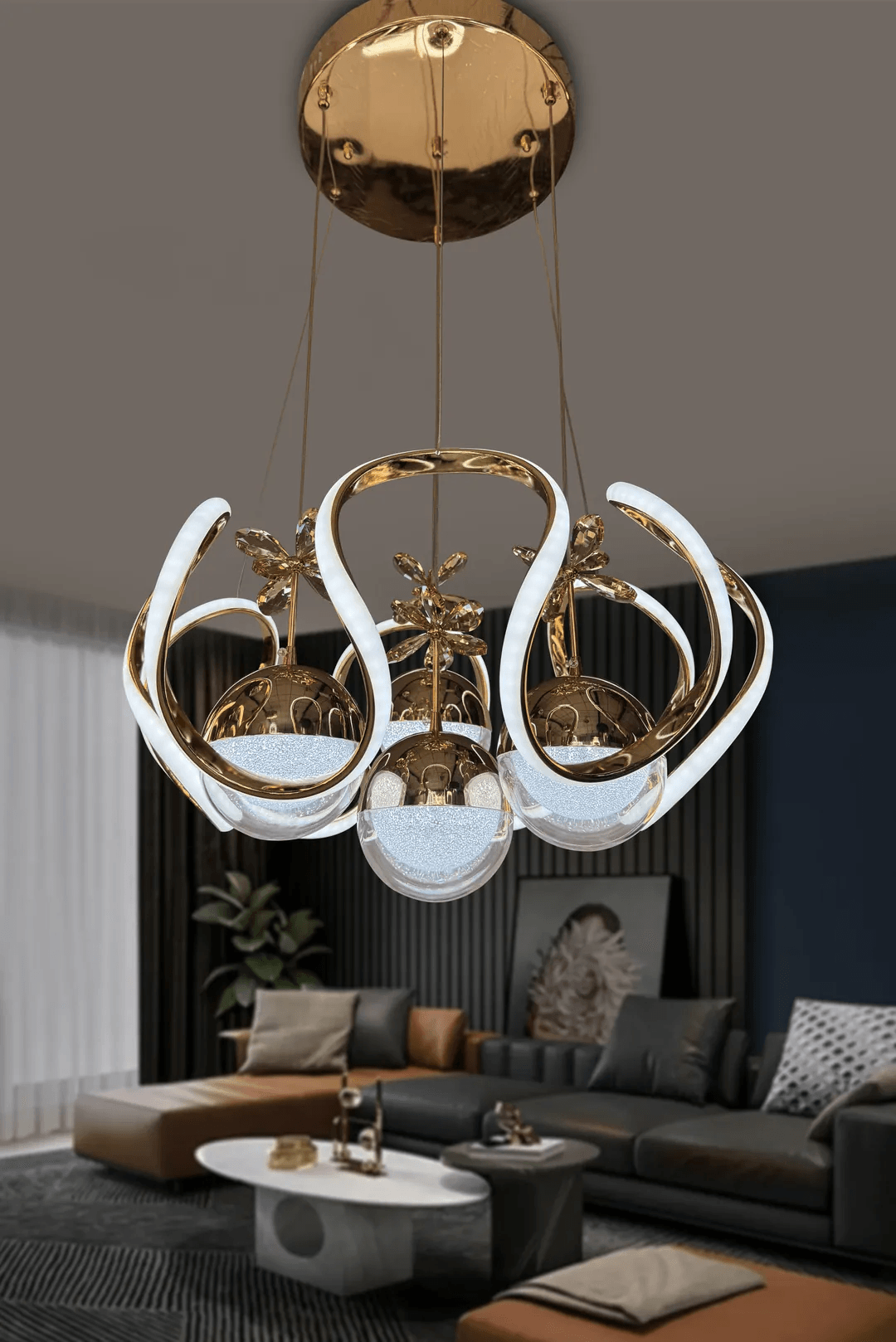 Arya XL Yeni Fanuslu Şeker Top 4 Lü Modern Sarkıt Led Avize
