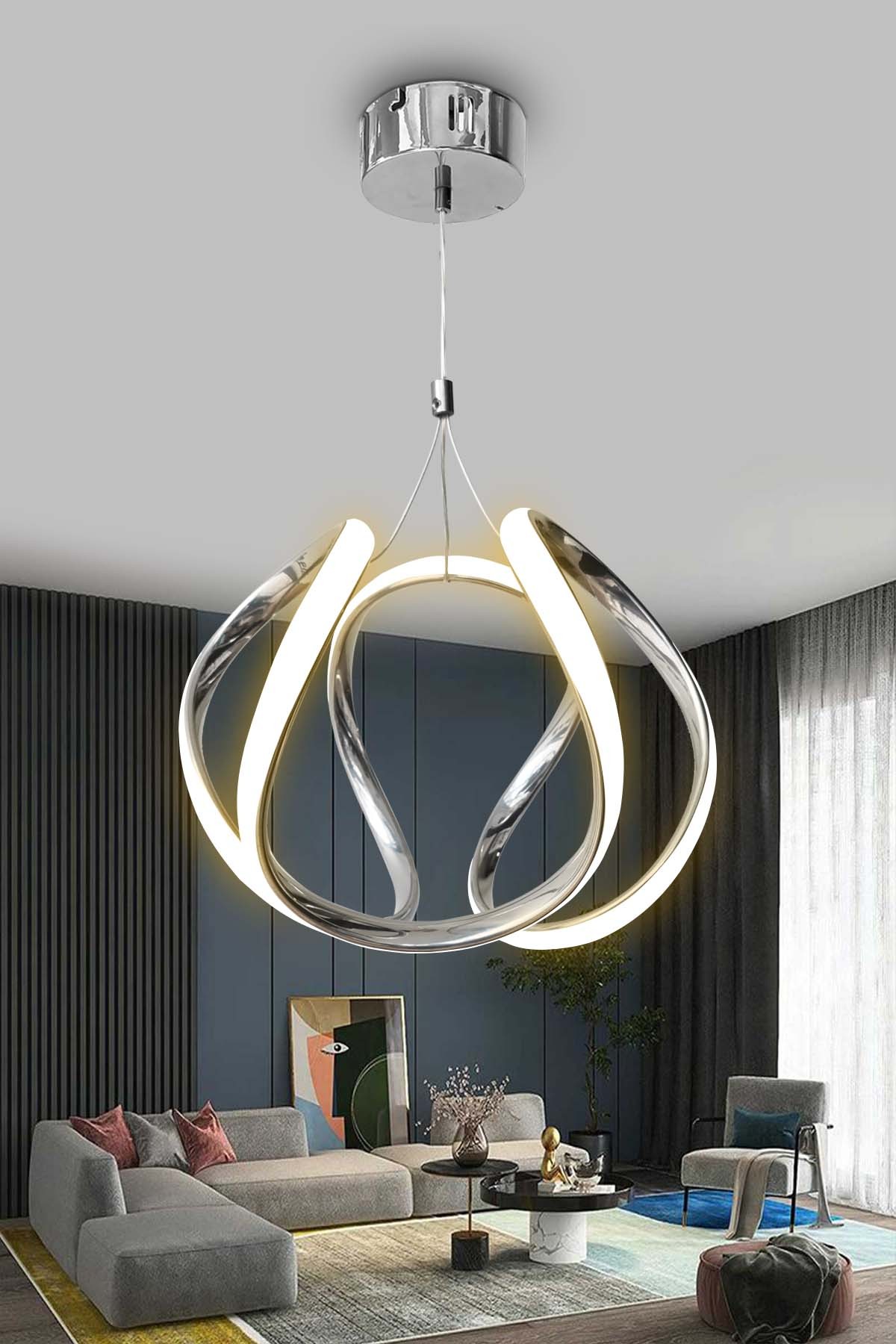 Arya Topsuz Led Avize 2 mt - Salon & Oturma Odası Avizesi