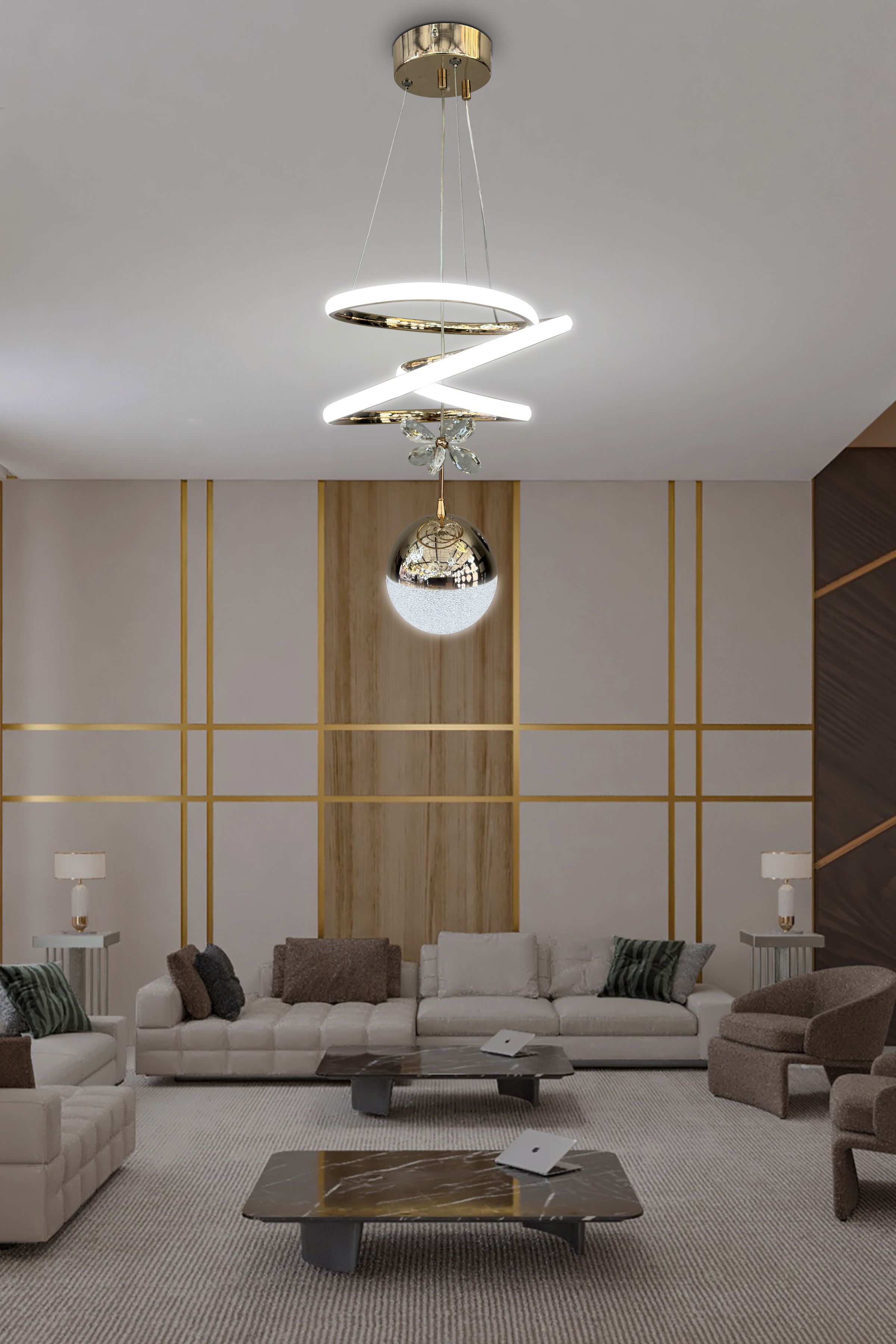 Eylül Tek Toplu Led Avize 2 mt - Salon & Oturma Odası Avizesi