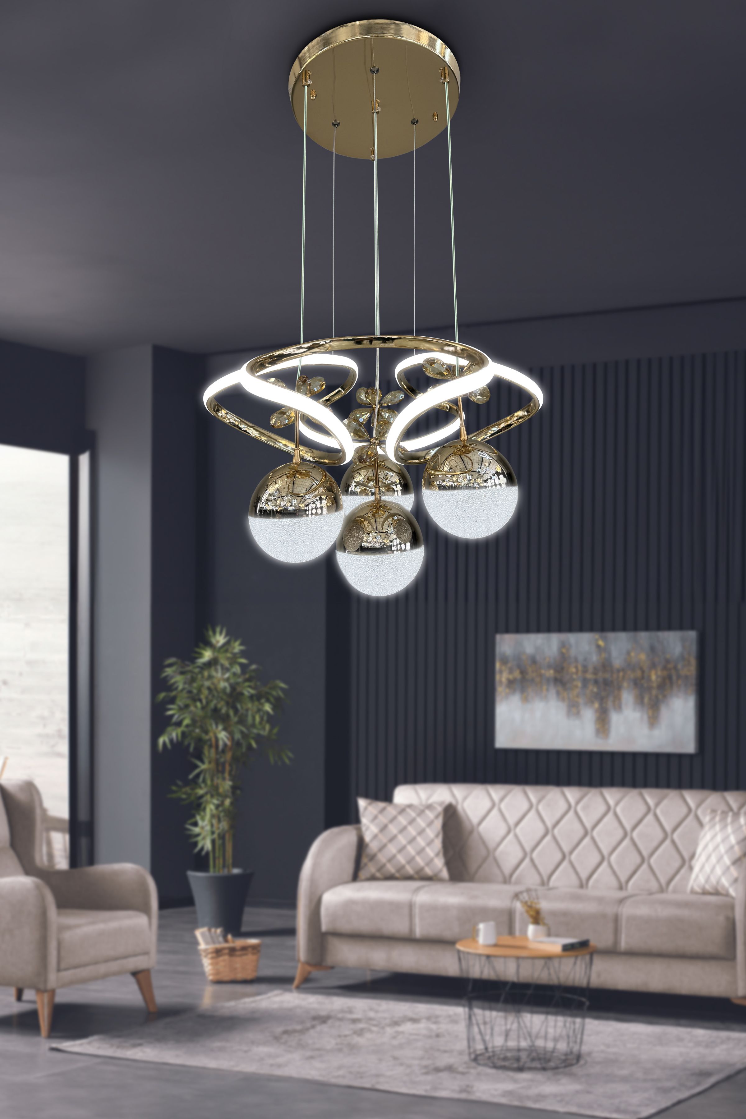 Modern Sarkıt Dron 3 Renk 4 Toplu Led Avize Powerled Ledli Avize