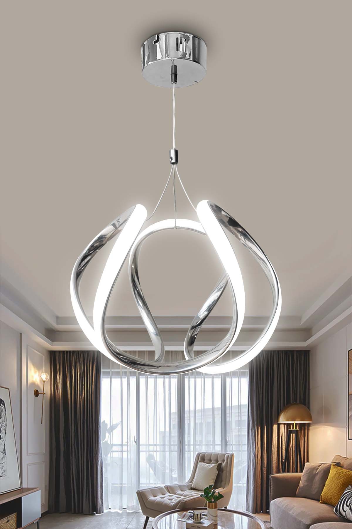 Arya Topsuz Led Avize 2 mt - Salon & Oturma Odası Avizesi