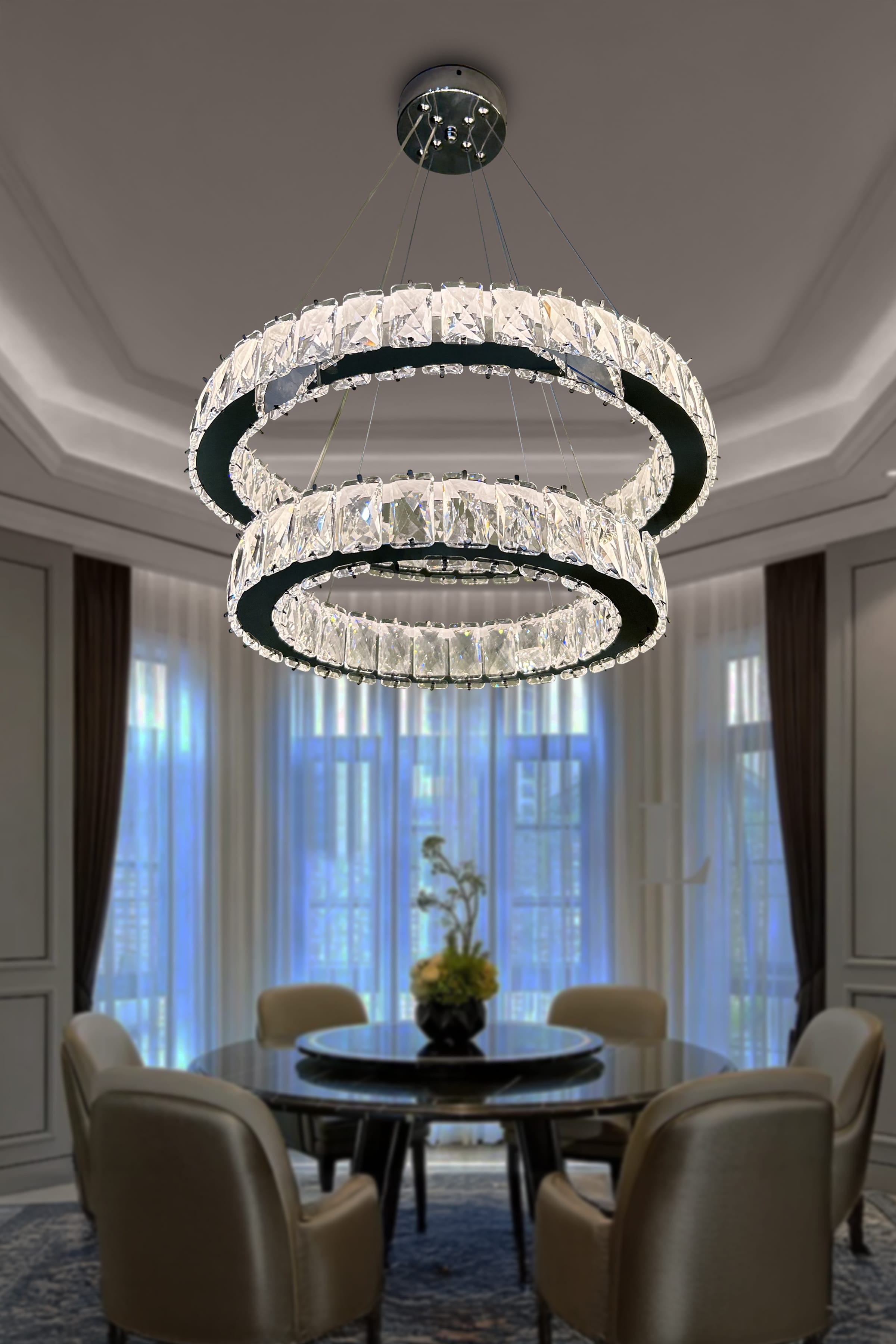  Bestof 2 Daire Taşlı Modern Sarkıt  Led Avize
