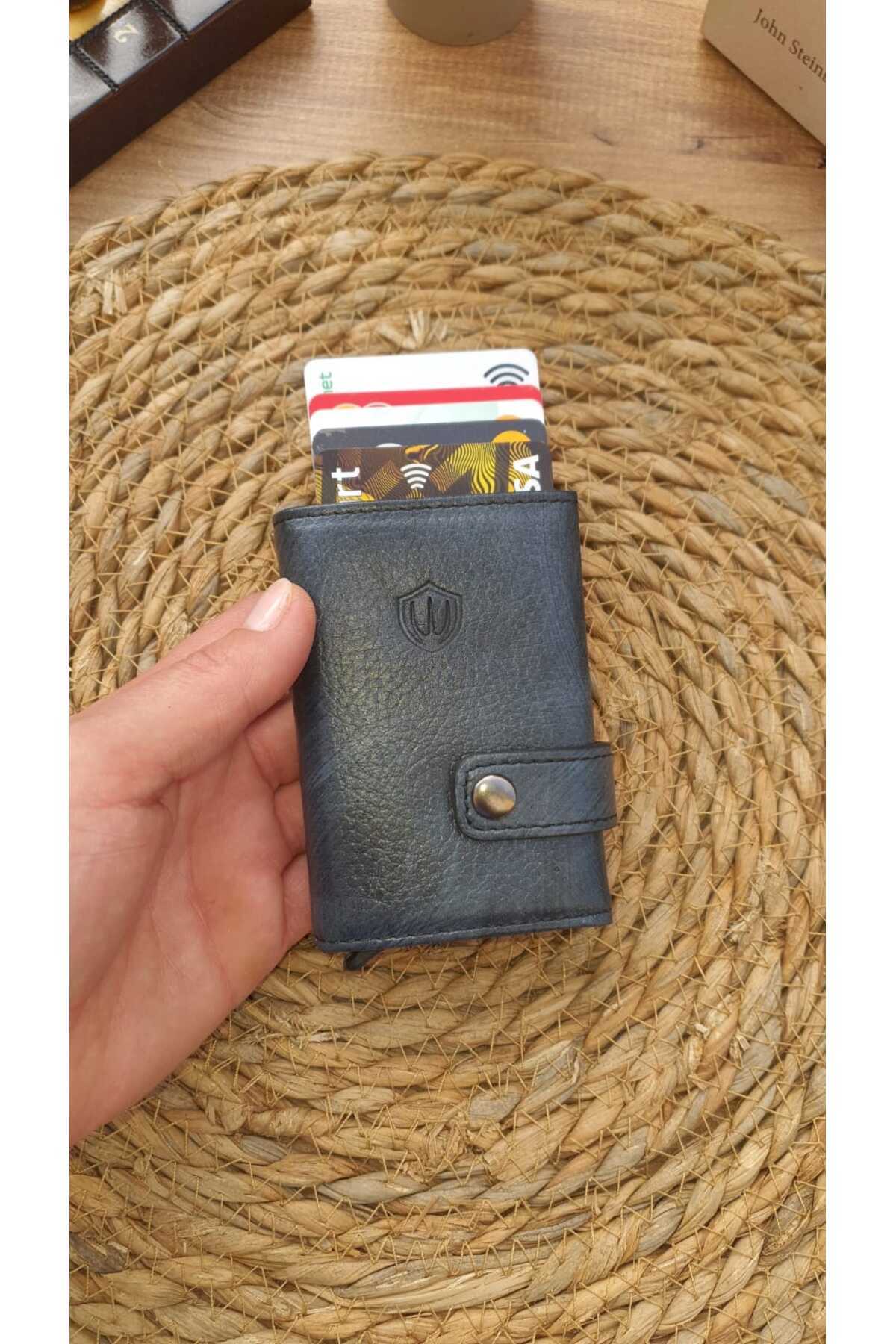 Boise Crayze Hakiki Deri Mekanizmalı Unisex Cüzdan Batik Gri