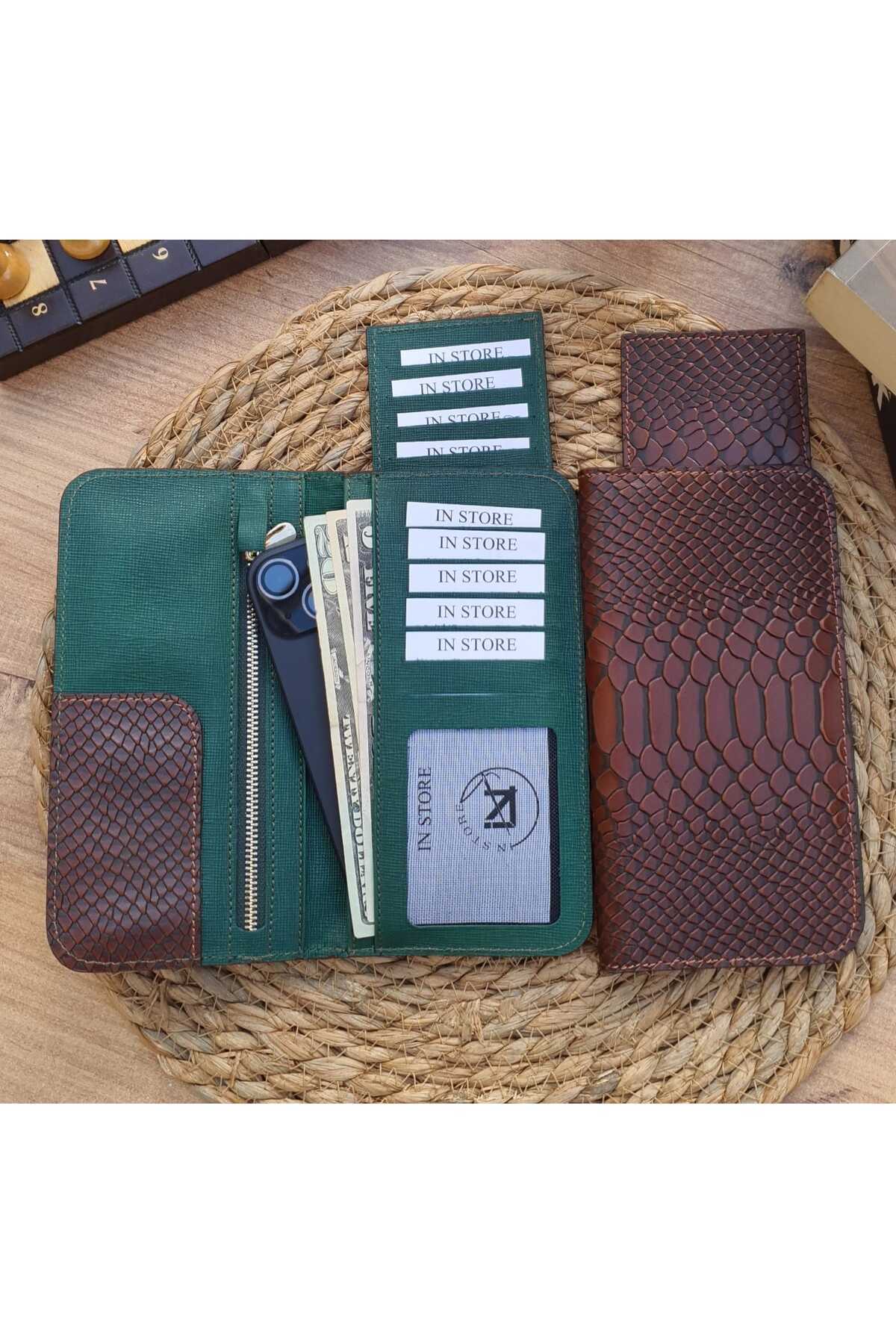 Long Card Holder Hakiki Deri Unisex Cüzdan