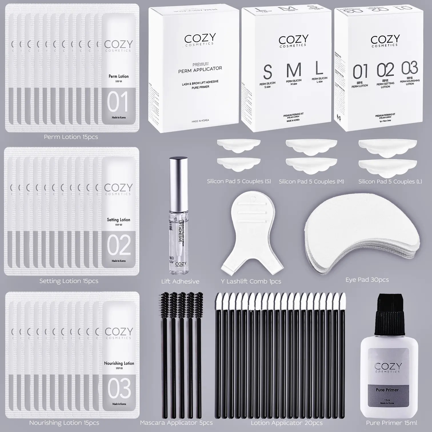 Cozy Cosmetics Premium Vegan Lifting Kit - Kaş/Kirpik Laminasyon Seti (60 Uygulama)